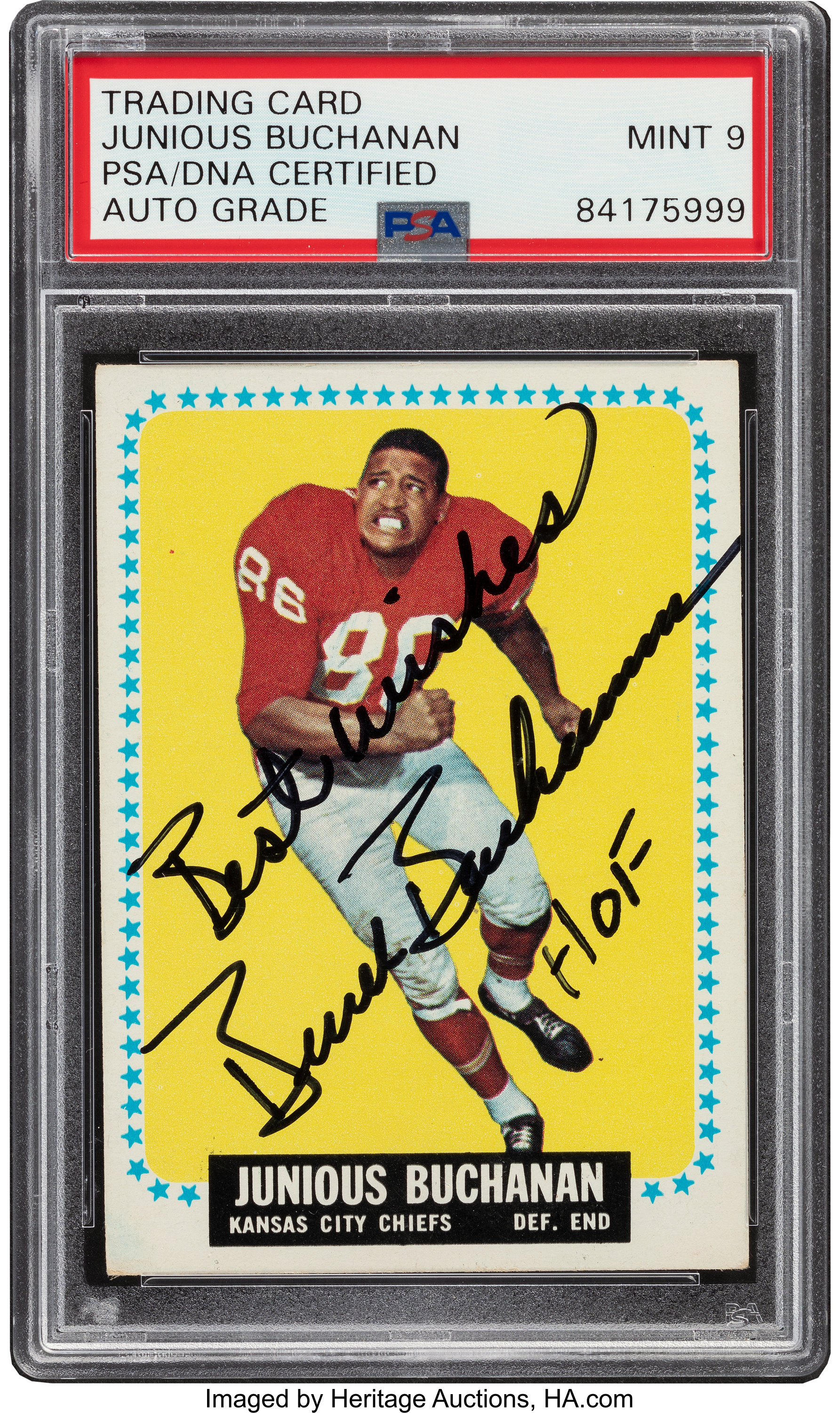 Signed 1964 Topps Junious Buck Buchanan #92 PSA/DNA Mint 9, Lot #53287