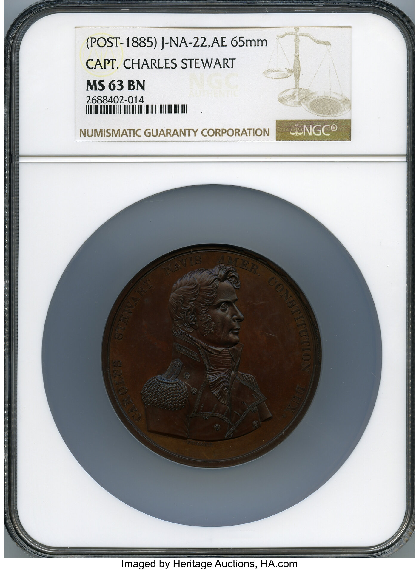 Undated Medal J Na 12 Ae Captain Isaac Hull 65mm Ms62 Brown Ngc Lot 294 Heritage Auctions