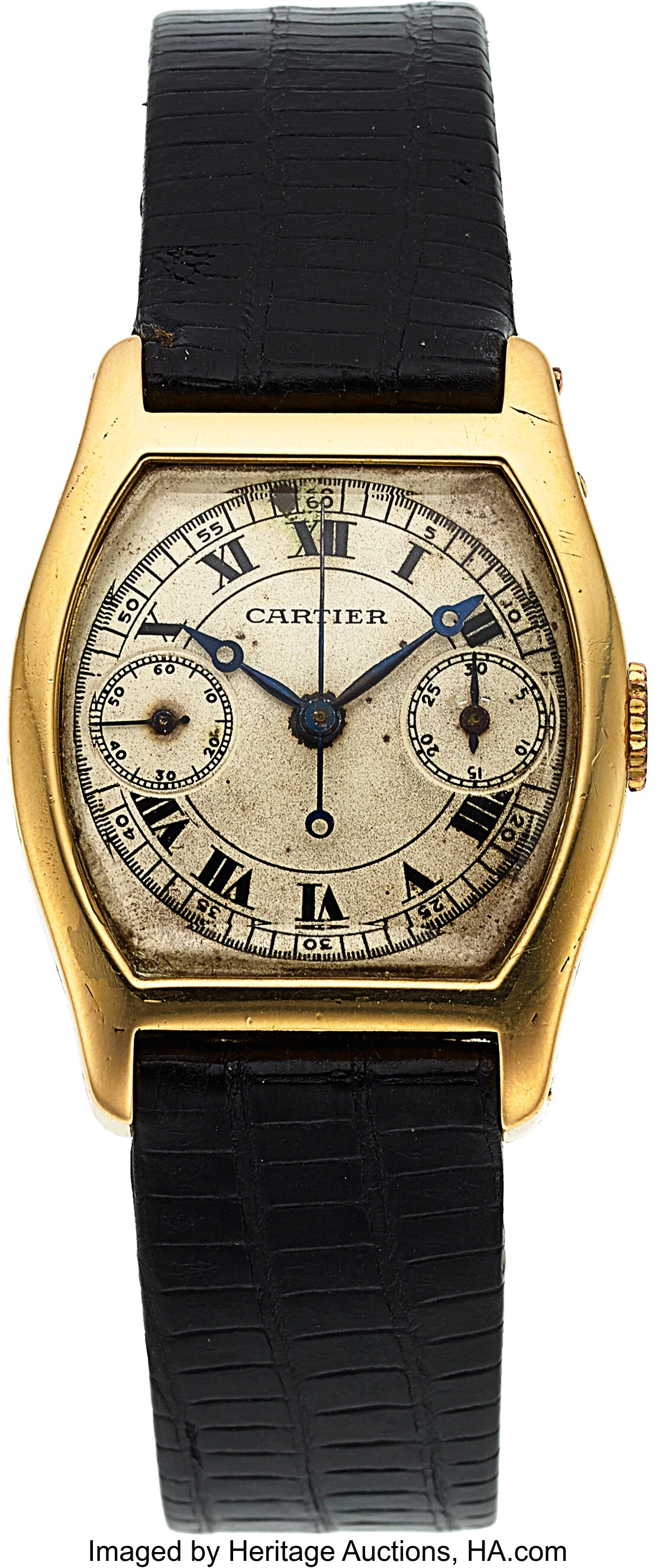 Cartier Extremely Rare Tortue Monopoussoir Chronographe European