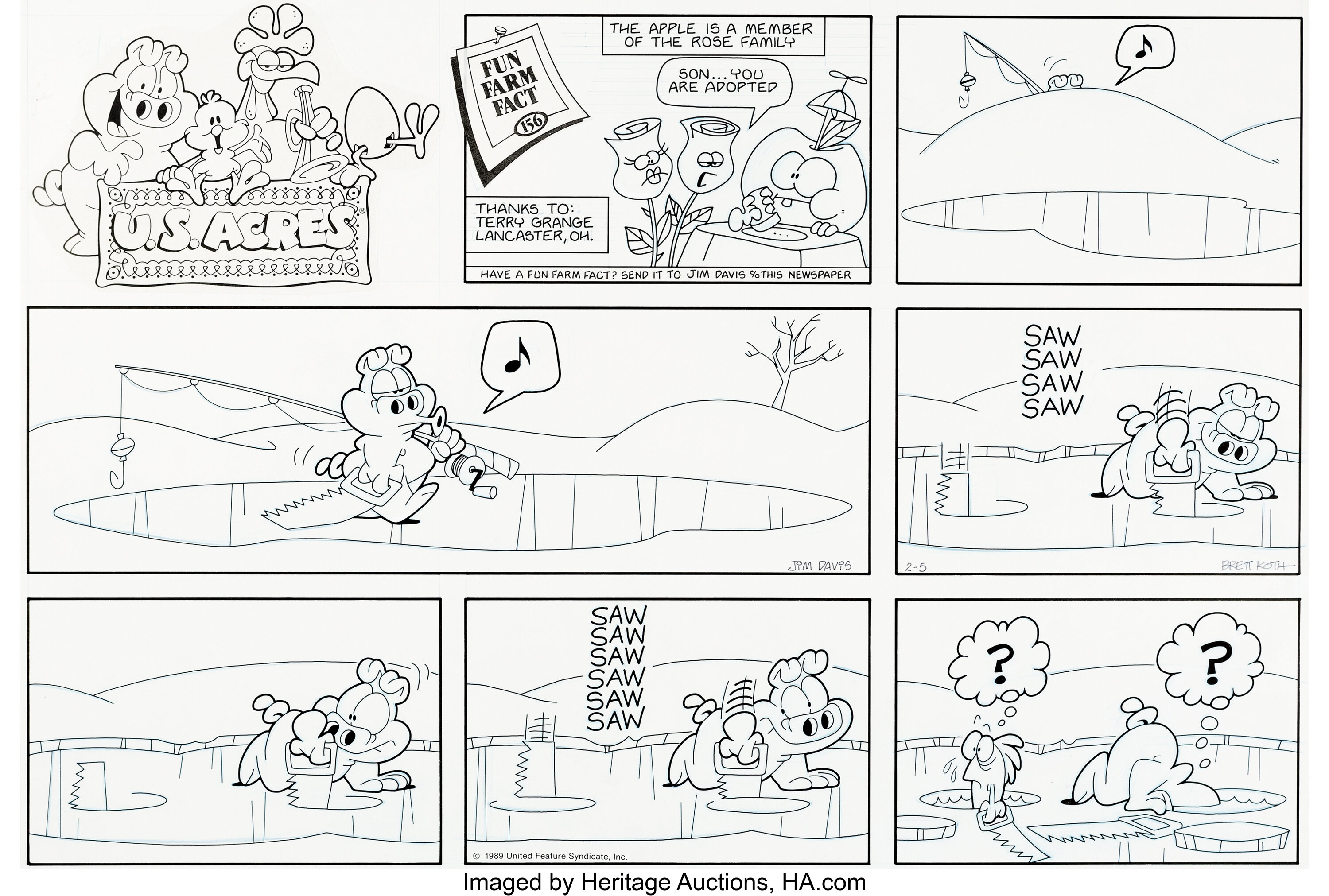 Jim Davis U S Acres Consecutive Sunday Comic Strips Original Art Lot Heritage Auctions