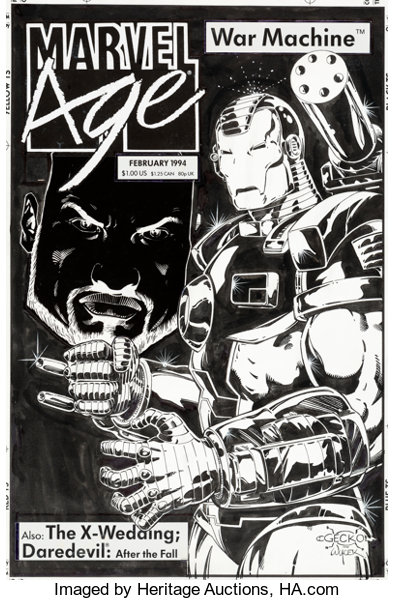 Gabriel Hardman As Gecko And Bob Wiacek Marvel Age 133 War Machine Variant Cover Origin