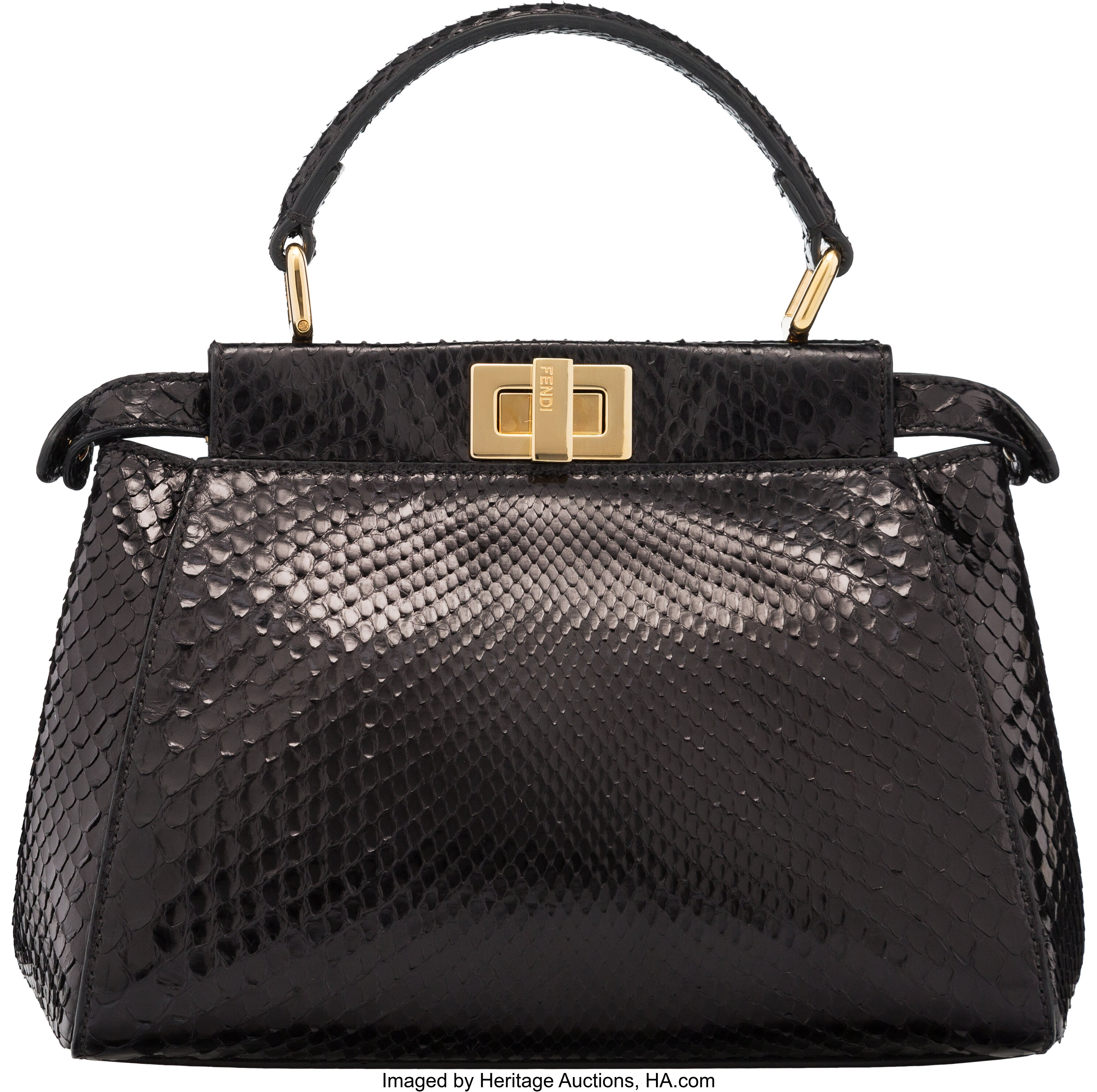 Fendi Black Python Mini Peekaboo Bag Condition 2 9 Width X 7 Lot 521 Heritage Auctions