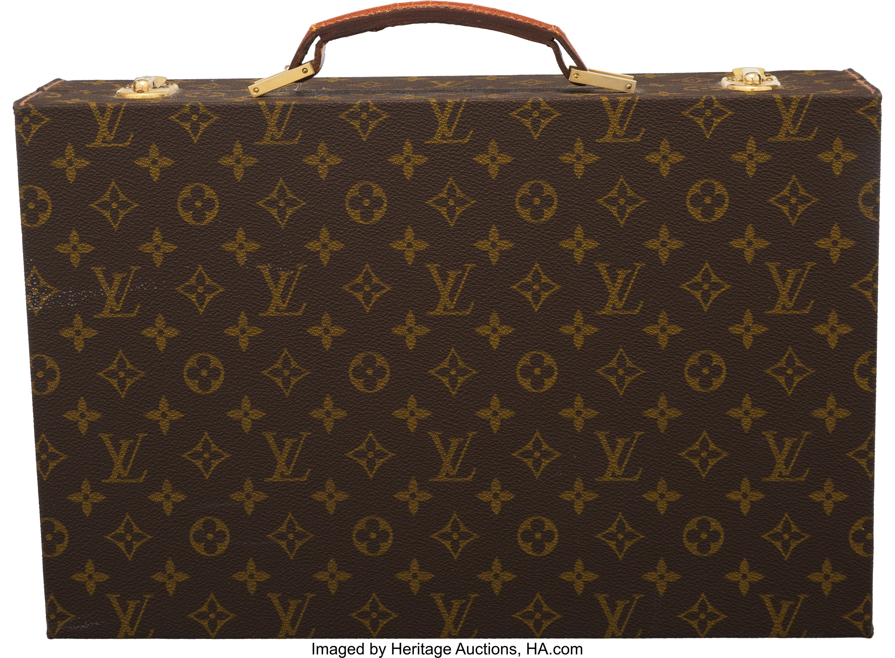 LOUIS VUITTON Monogram Canvas Brown Document Briefcase Bag Vintage - S