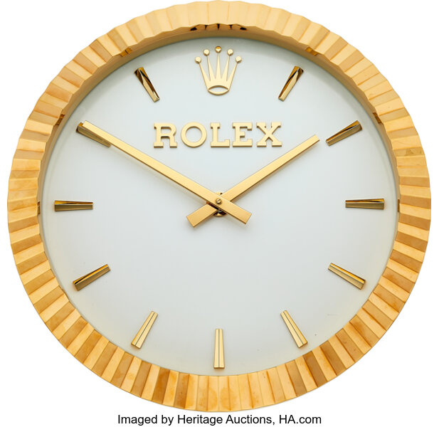 Rolex wall deals clock gold