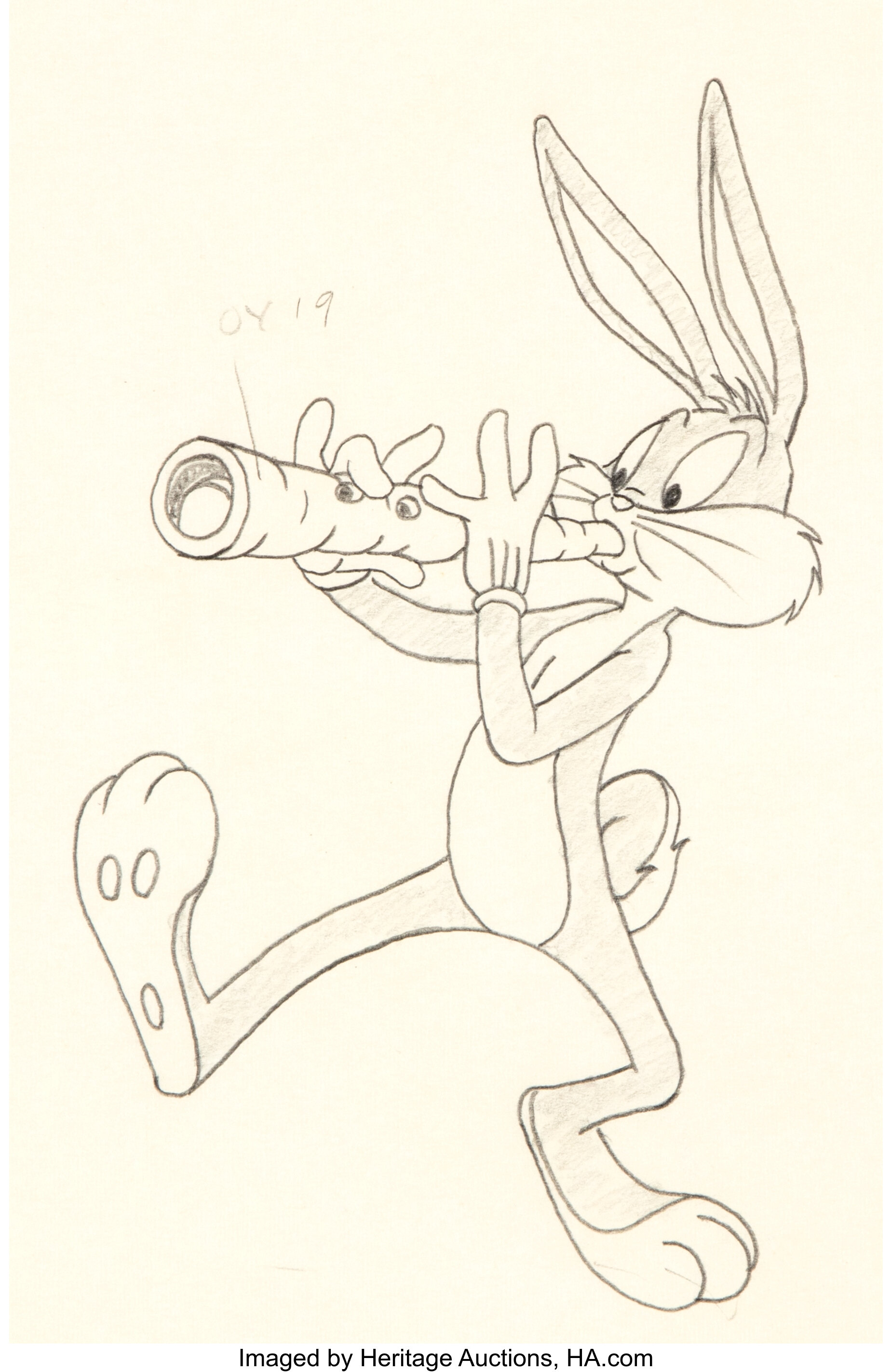 Bugs Bunny With Carrot Flute Concept Art Color Model Drawing Lot