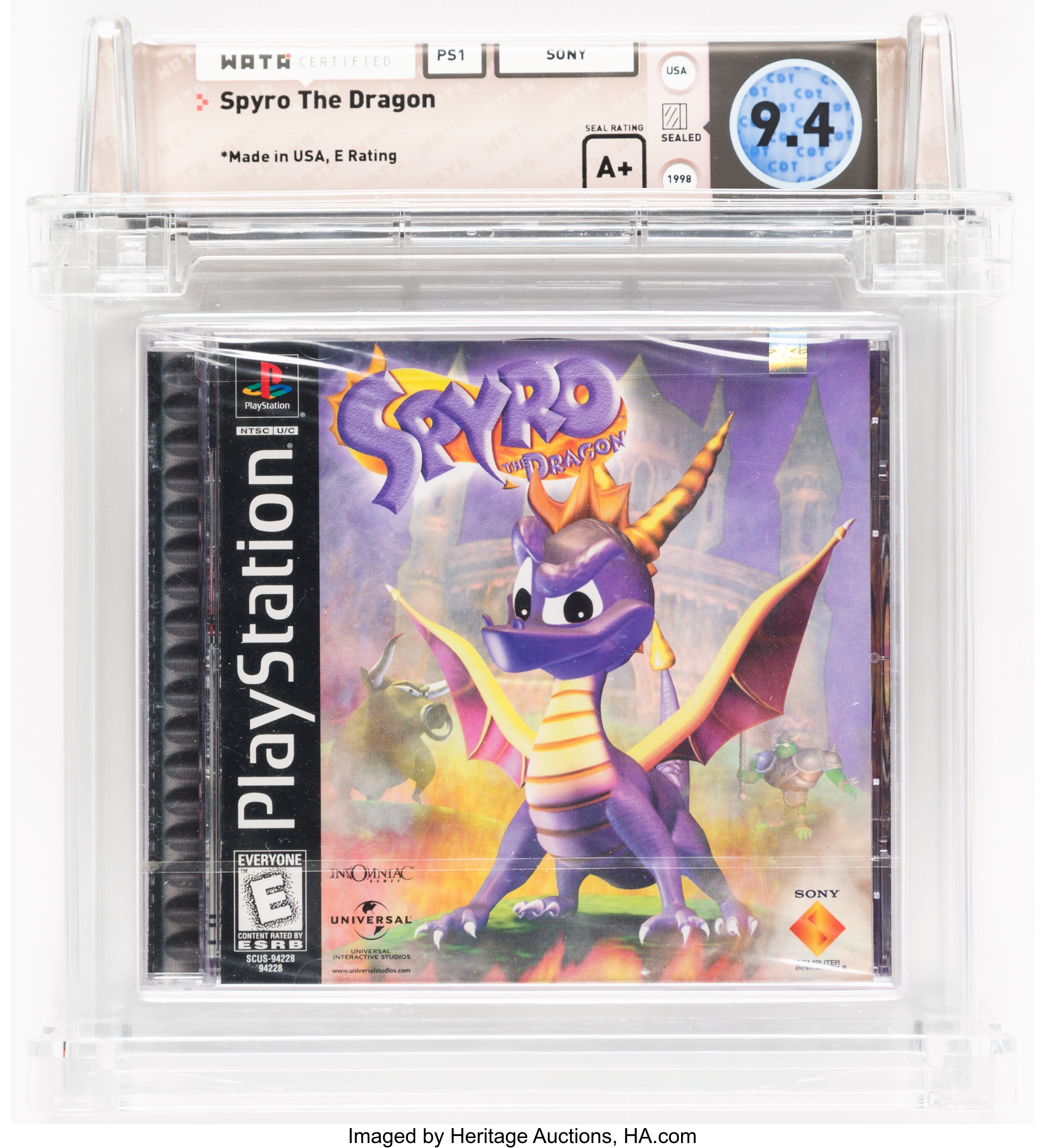 Spyro The Dragon [Black Label] Wata 9.4 A+ Sealed PS1 Sony 1998