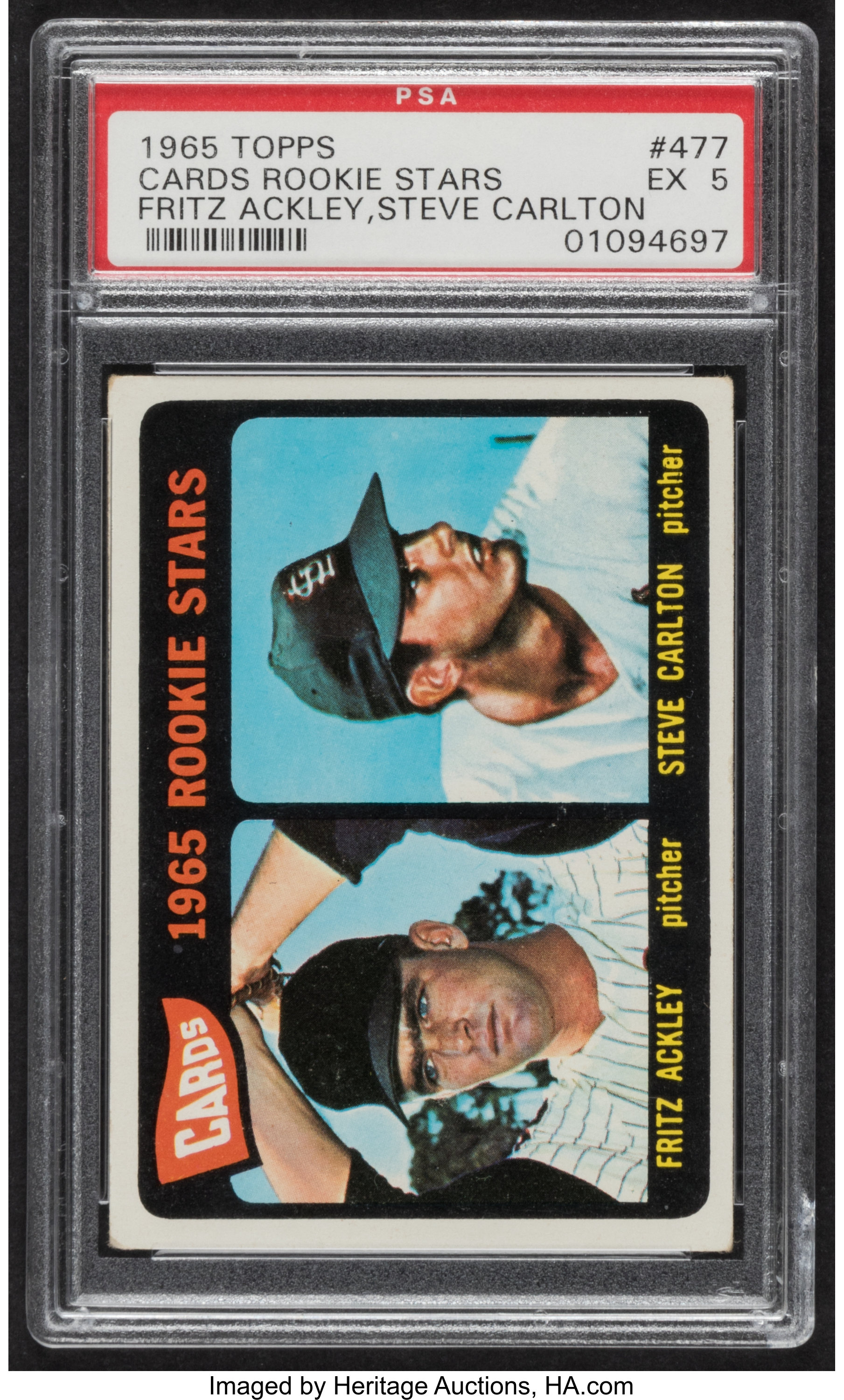 1965 Topps #477 STEVE CARLTON ROOKIE PSA 5 EX "HOF Rookie!"