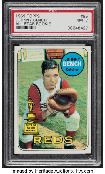 #95 Johnny Bench HOF - 1969 Topps Baseball Cards (Star) Graded