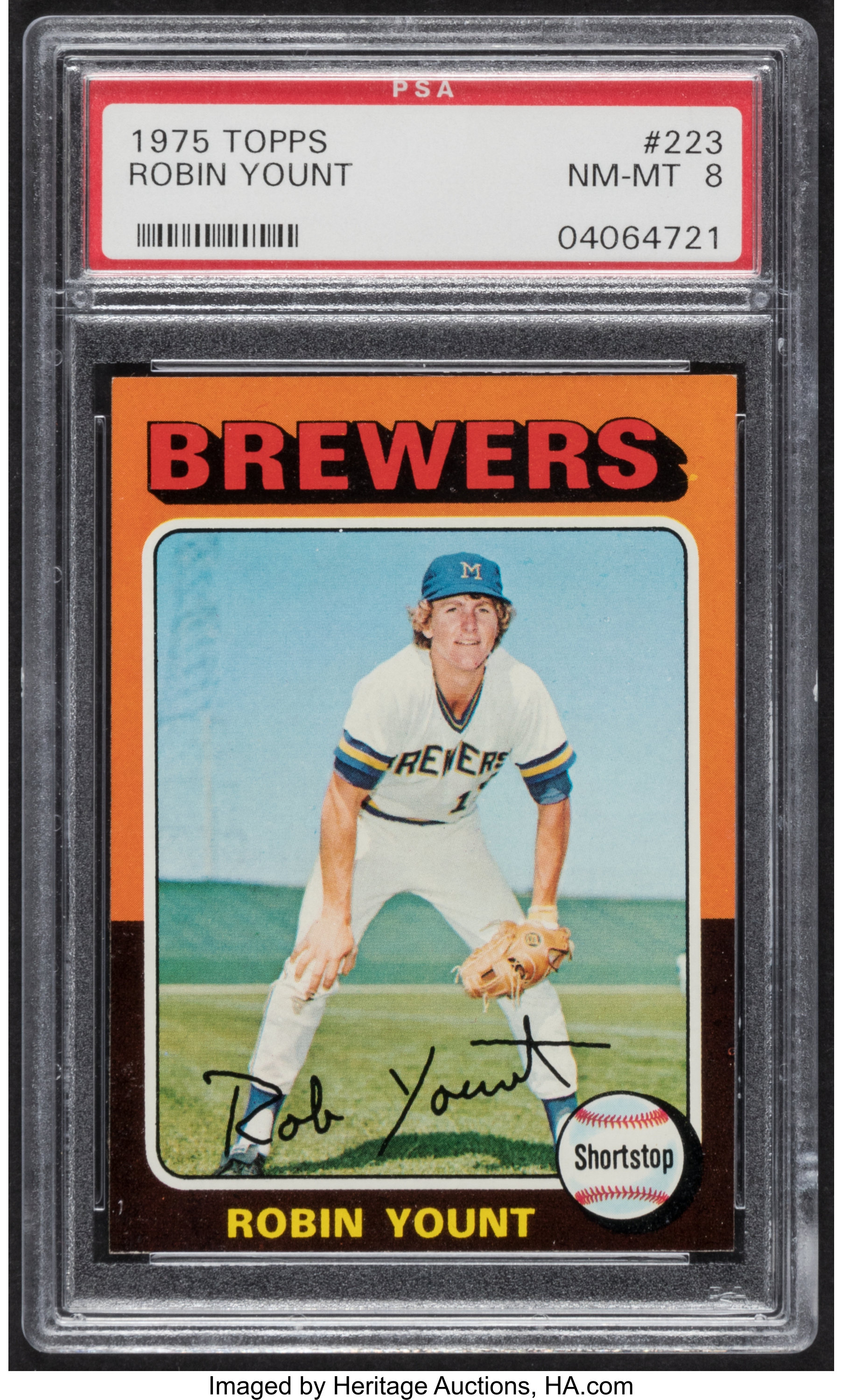 Robin Yount Autographed 1975 Topps Rookie Card #223 Milwaukee