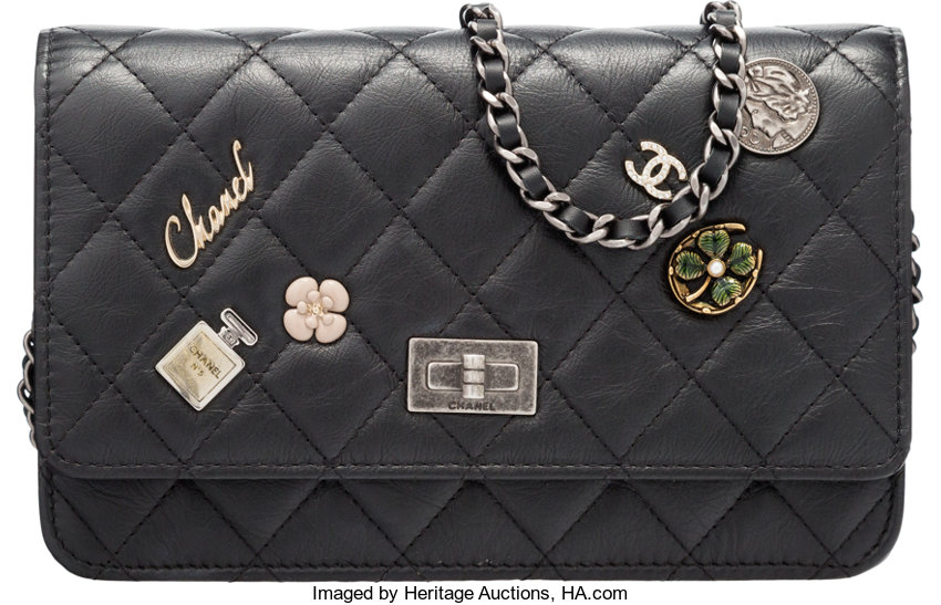 Chanel Black Quilted Aged Calfskin New York Lucky Charms Reissue