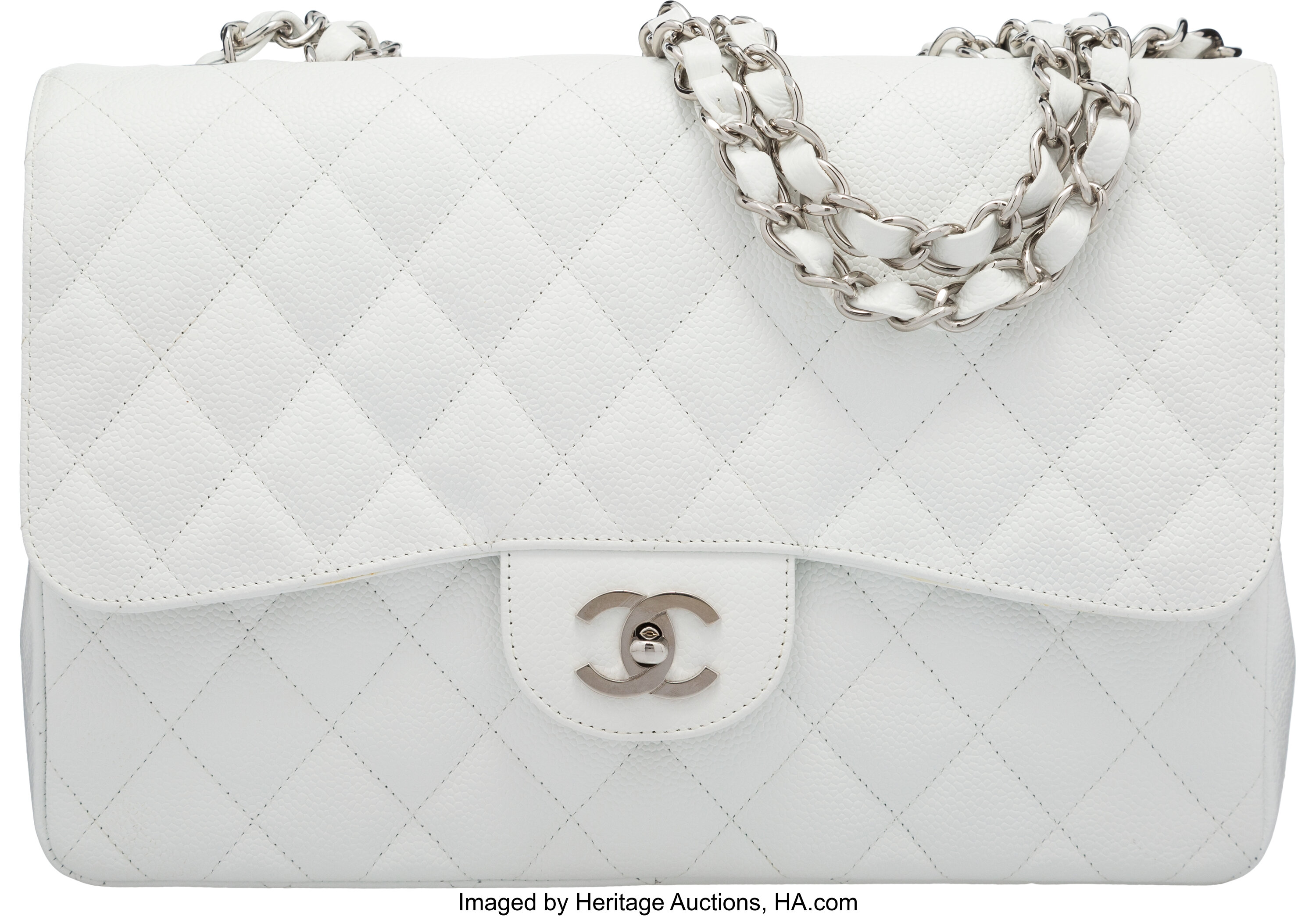 White bag outlet with silver chain