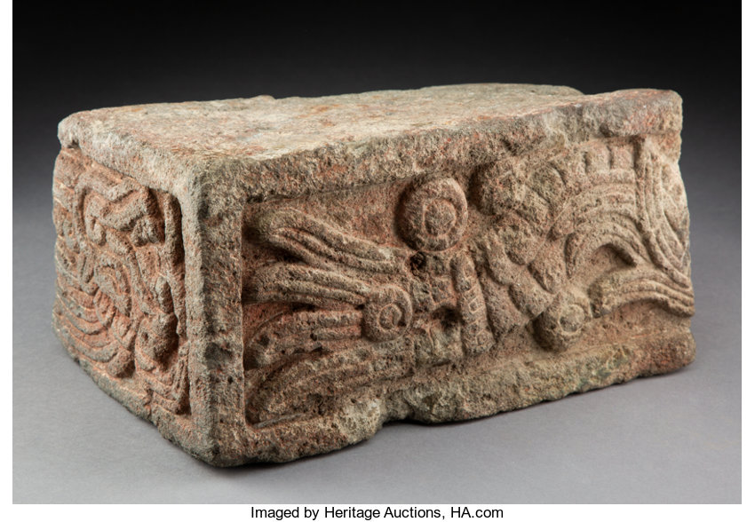 An Aztec Stone Block With Carved Sides Pre Columbian Stone Lot Heritage Auctions