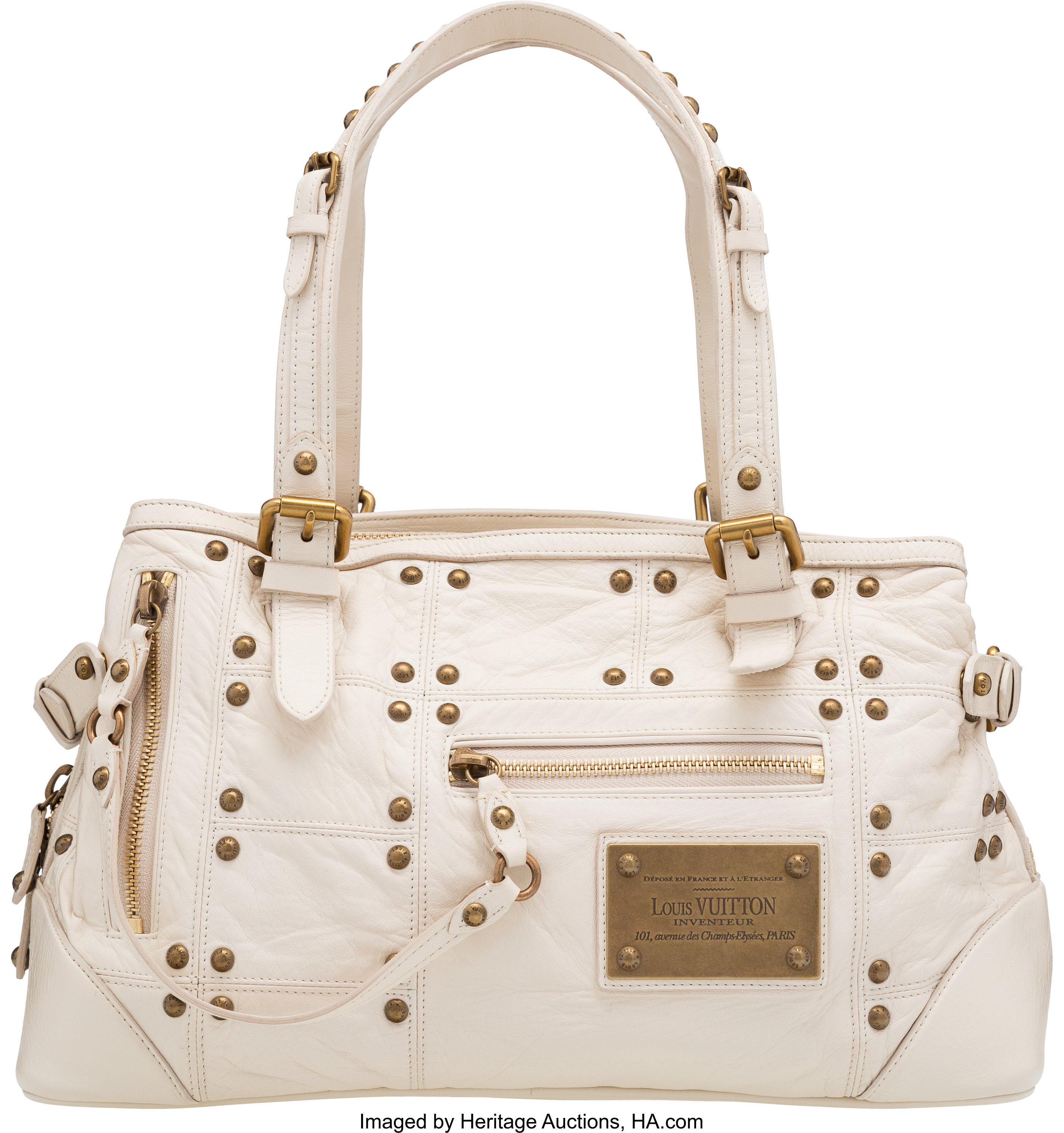 Louis Vuitton Ivory Sac Riveting Shoulder Bag. Condition: 3. 13, Lot  #58381