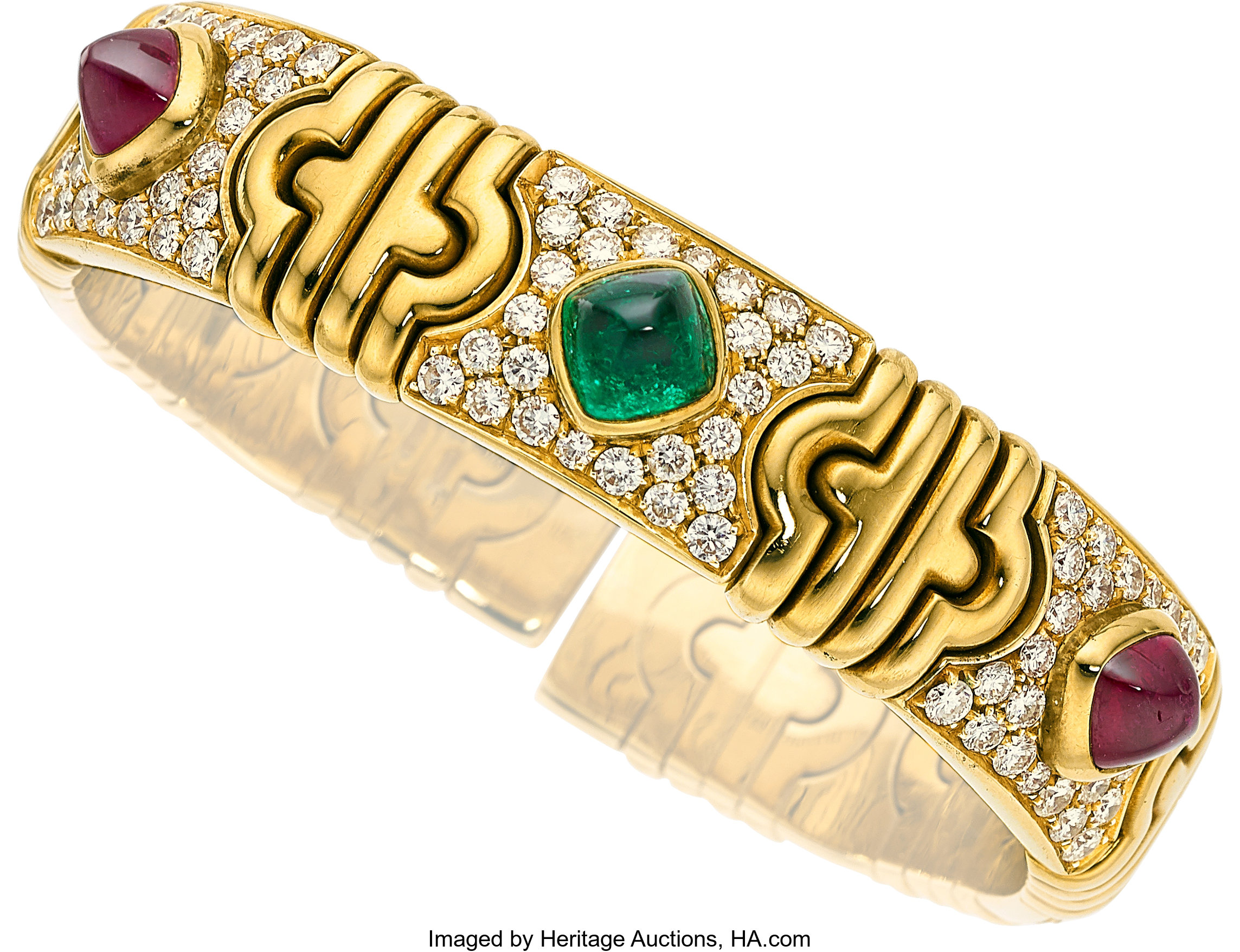 Ruby, Emerald, Diamond, Gold Bracelet, Bvlgari. ... Estate Jewelry | Lot  #55088 | Heritage Auctions