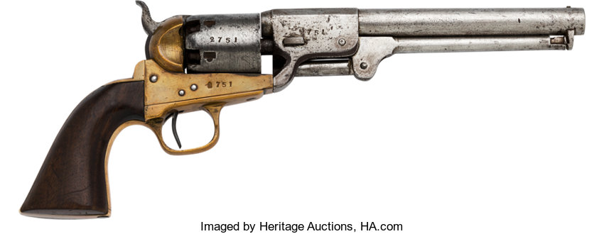 Handguns:Single Action Revolver, Fine and Rare Second Model Griswold & Gunnison Confederate
Revolver.. ...