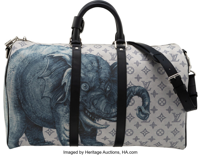 Louis Vuitton Monogram Savanna Elephant Chapman Brothers Canvas Shoulder Bag Blue