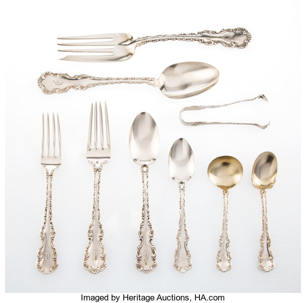 Sold at Auction: 11 pcs. Whiting Louis XV Sterling Flatware