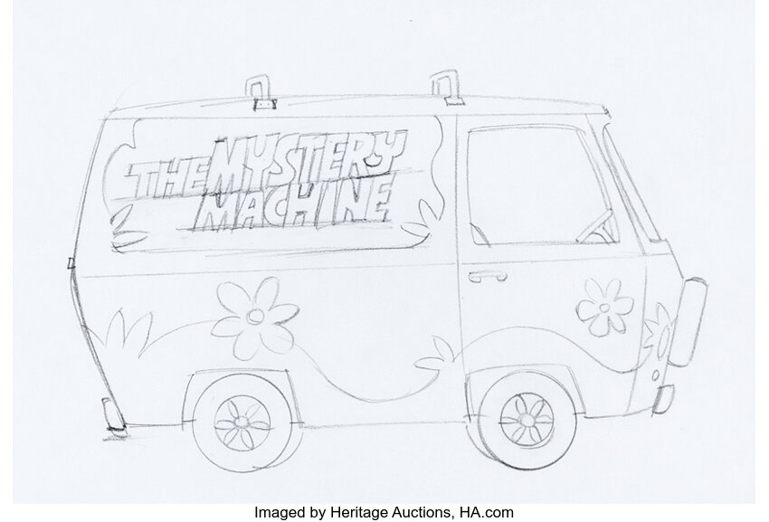 Scooby Doo The Mystery Machine Publicity Drawing Preliminary Hanna Barbera C 1990s