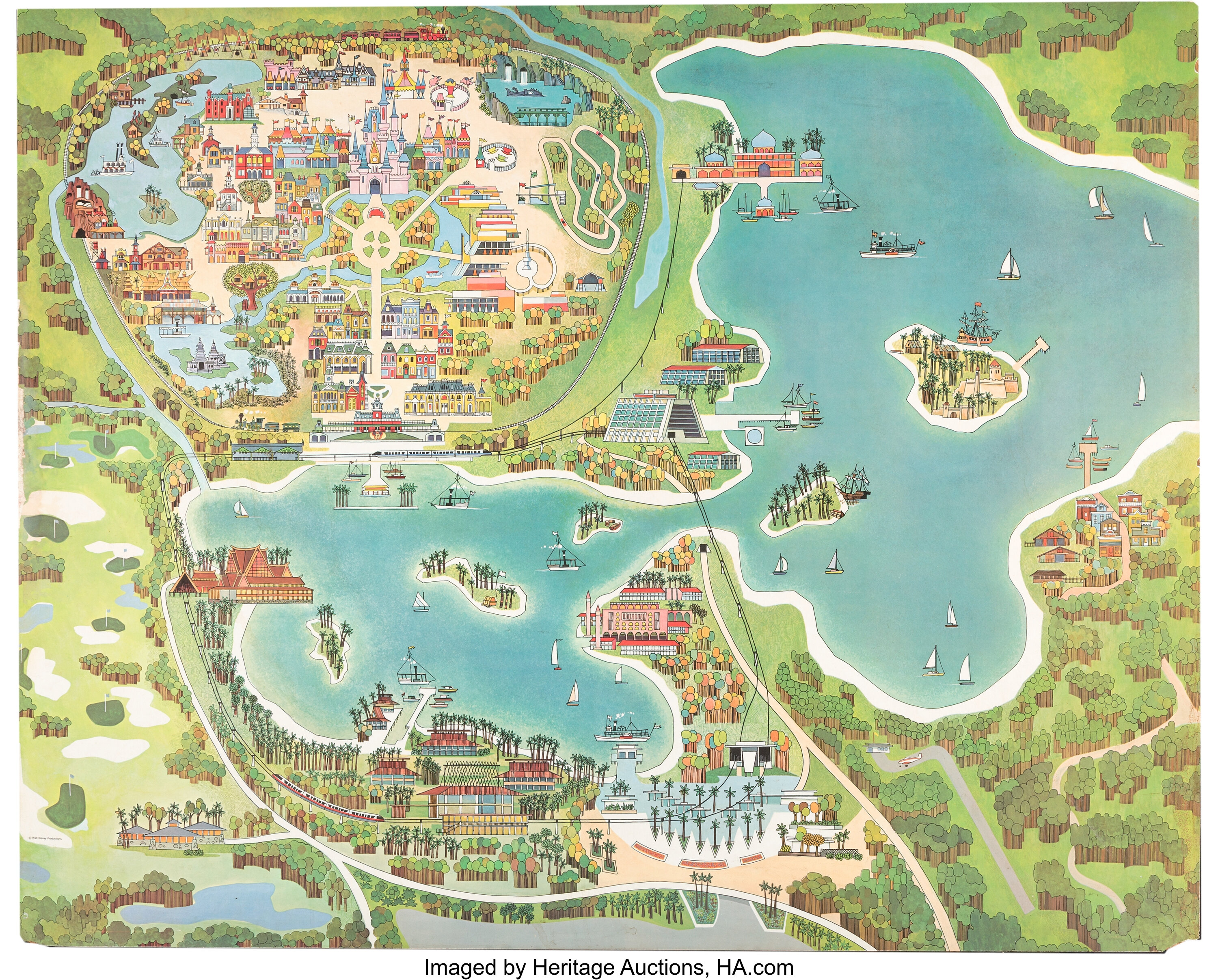 Aerial Map Of Disney World Walt Disney World Aerial Caricature Fun Map by Paul Hartley (Walt 