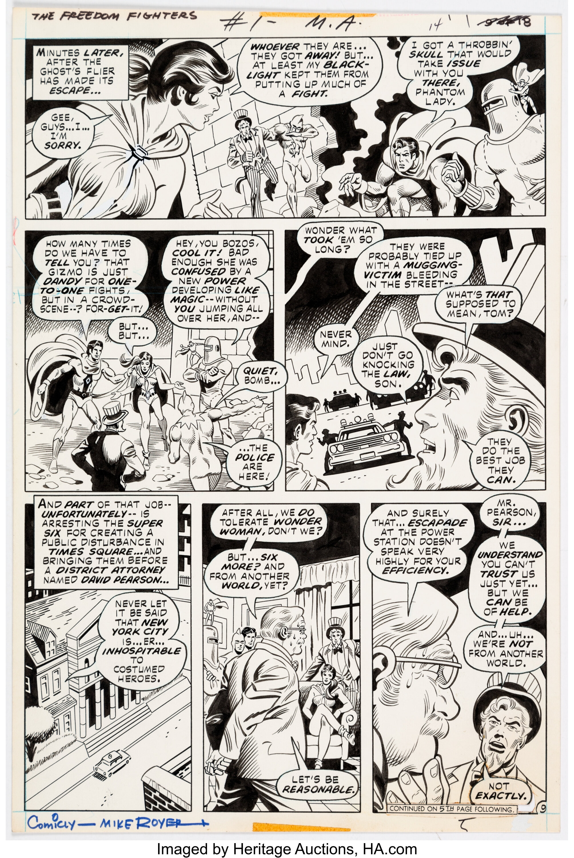 Ric Estrada and Mike Royer The Freedom Fighters #1 Story Page 9 | Lot ...