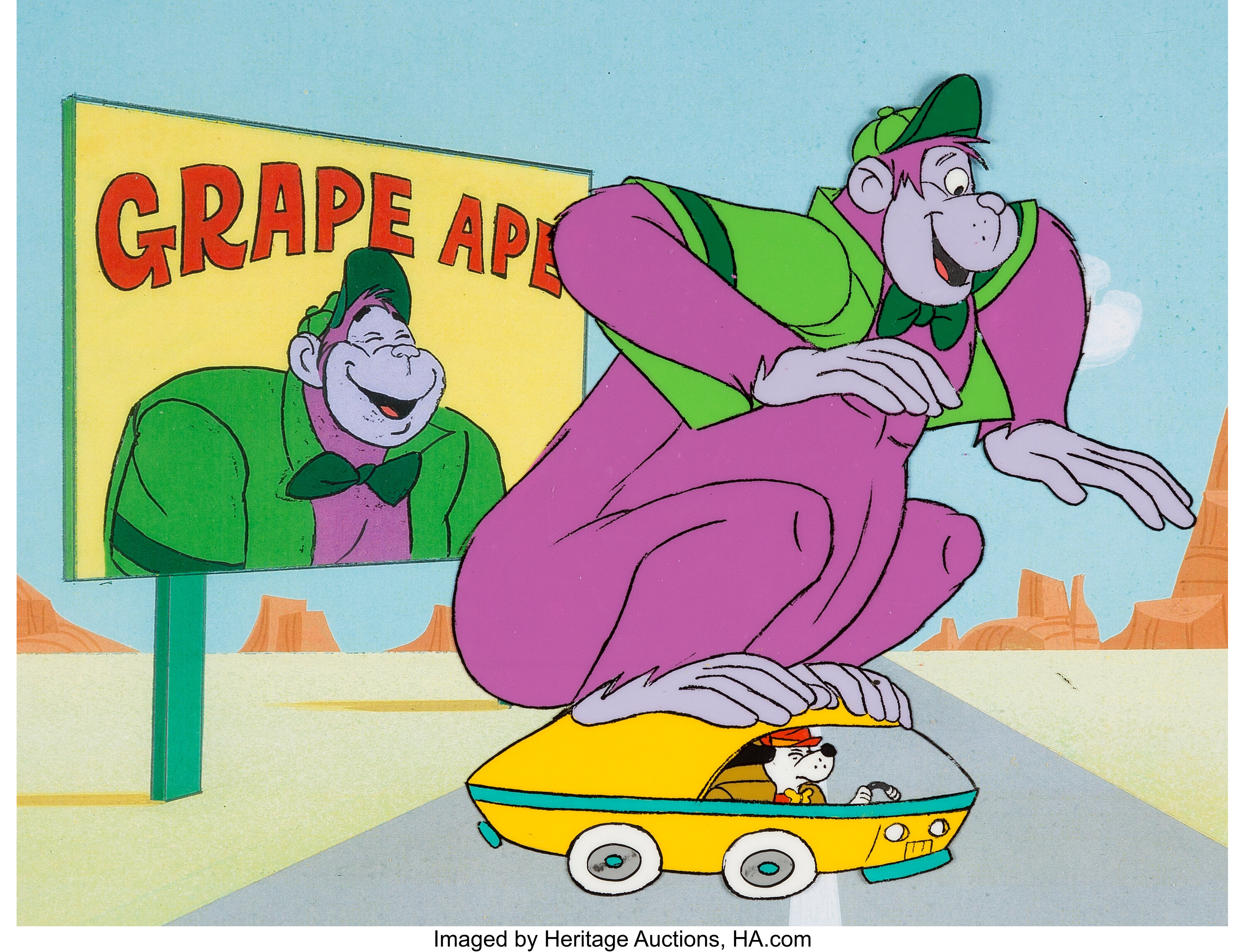 Hanna Barbera The Great popular Grape Ape Hand Painted Reproduction Animation Cel Art