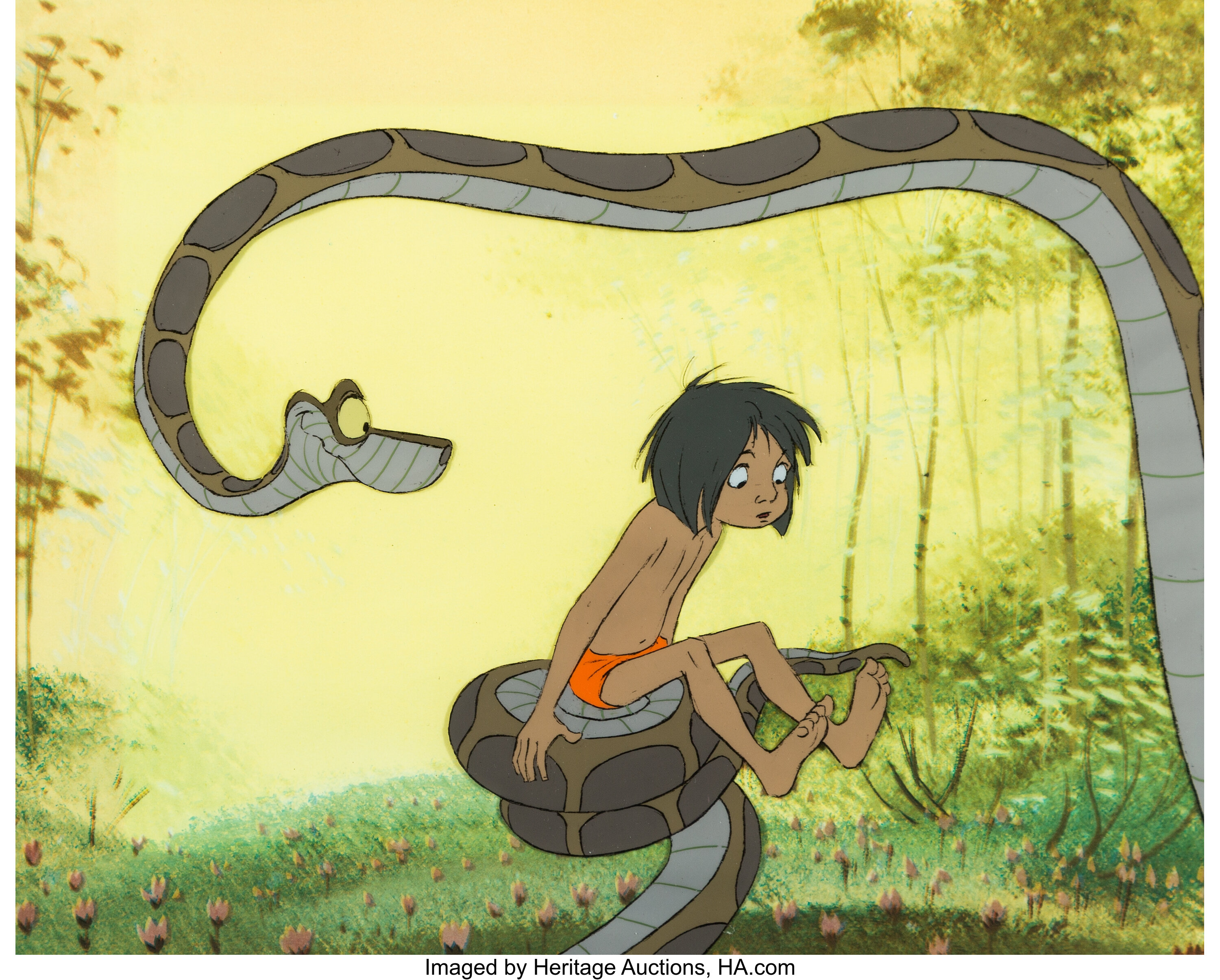 The Jungle Book Mowgli And Kaa Production Cel Walt Disney Lot 4028