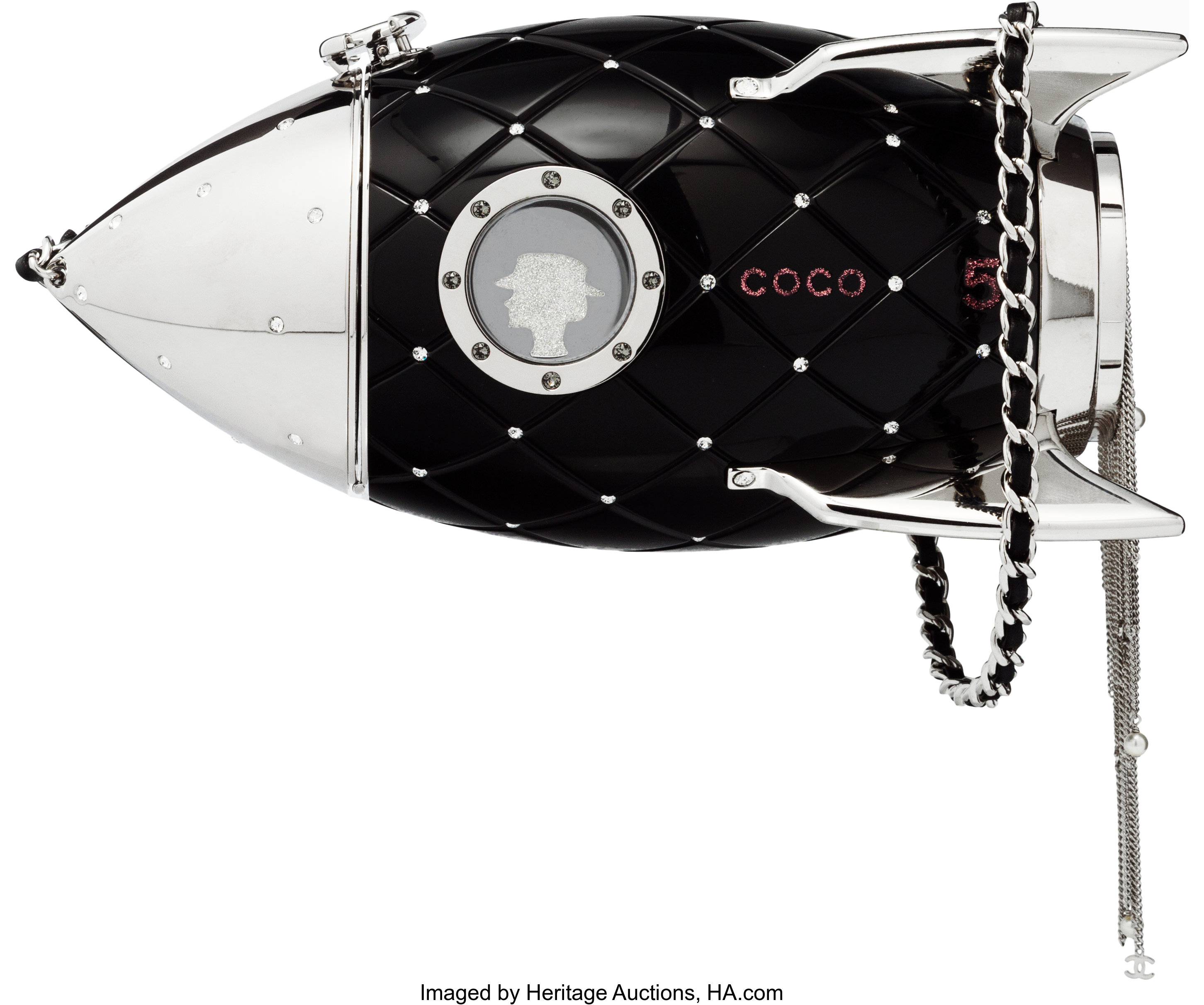 CHANEL Plexiglass Crystal Rocket Ship Minaudière Clutch Black 540440