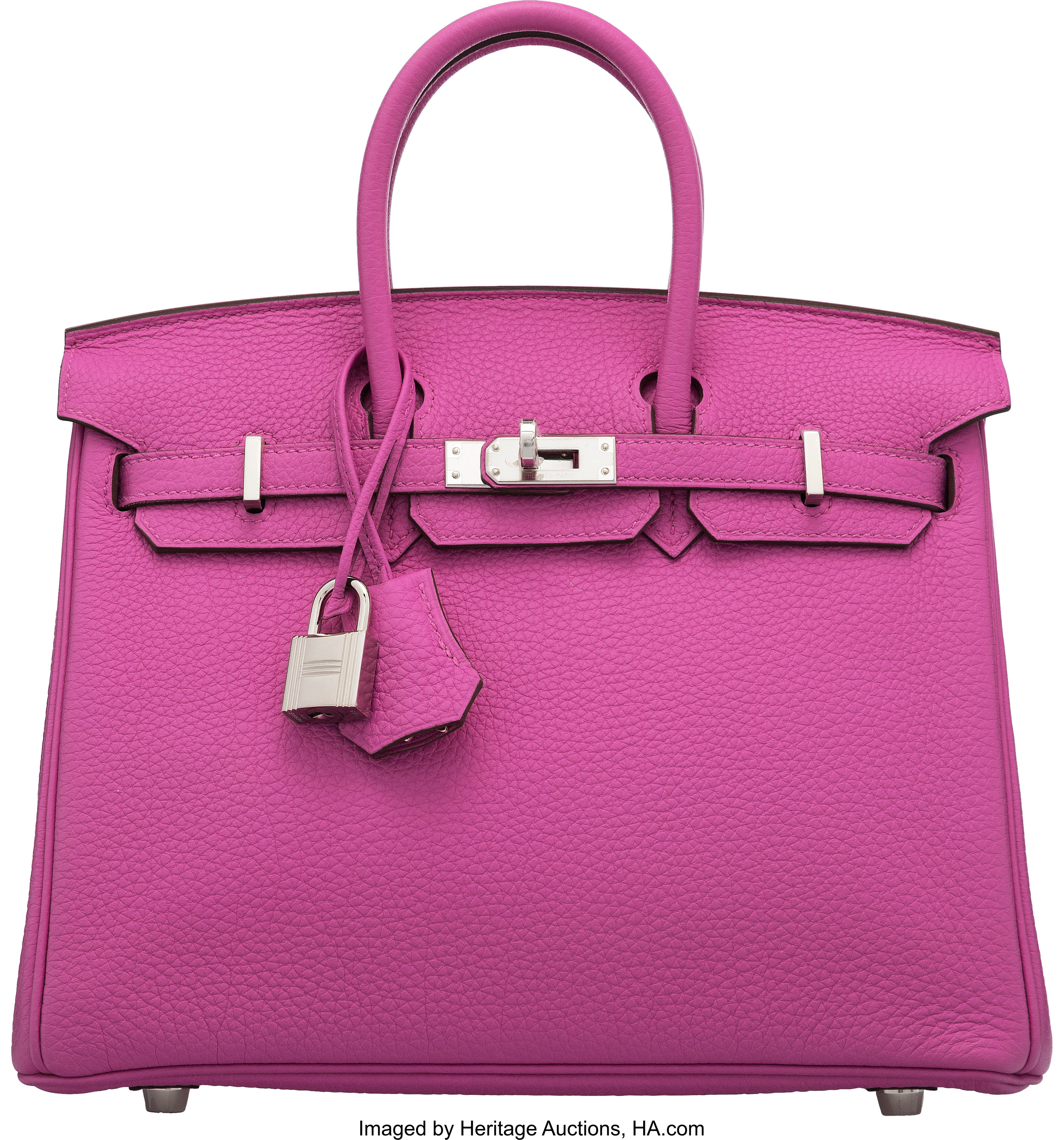 Sold at Auction: Hermes Birkin 25 Bag, Metallic Silver Chevre Leather,  Brushed Palladium Hardware