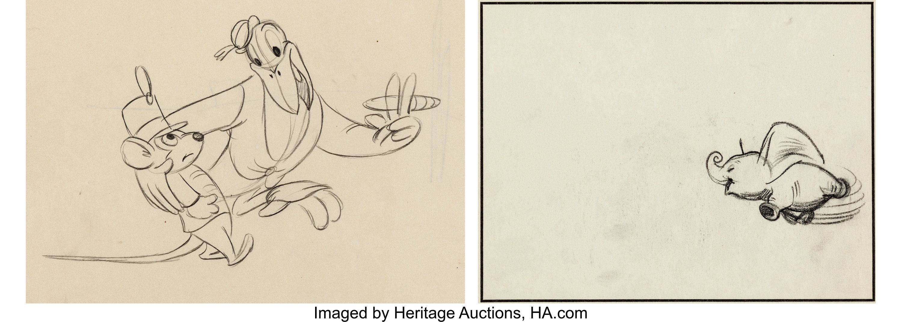 Dumbo Jim Dandy Crow and Dumbo Production/Storyboard Drawings Group ...