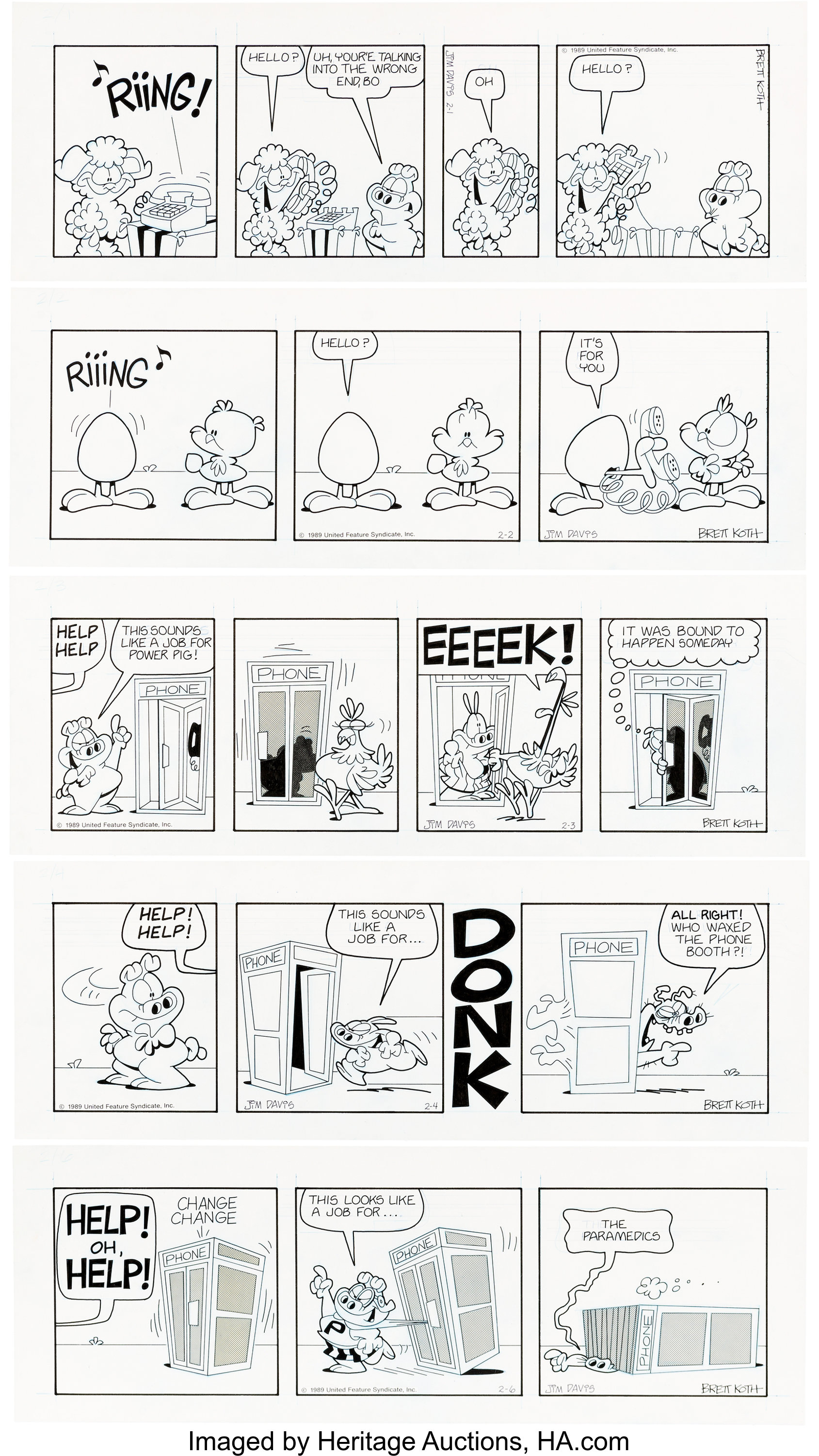 Jim Davis And Brett Koth U S Acres Daily Comic Strip Original Art Lot Heritage Auctions