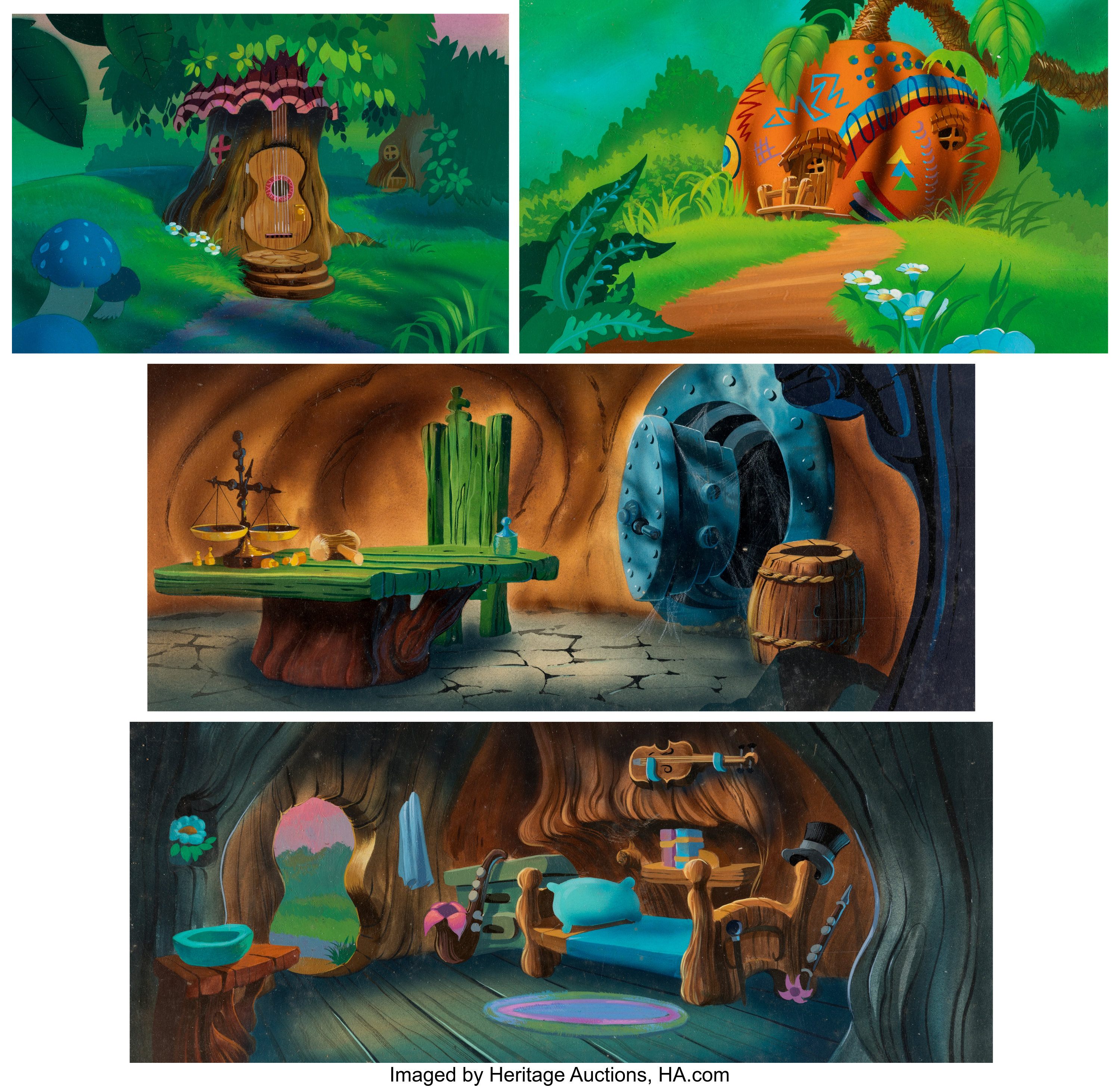 The GLO Friends Background Color Key Paintings Group of 4 (Marvel | Lot  #17267 | Heritage Auctions