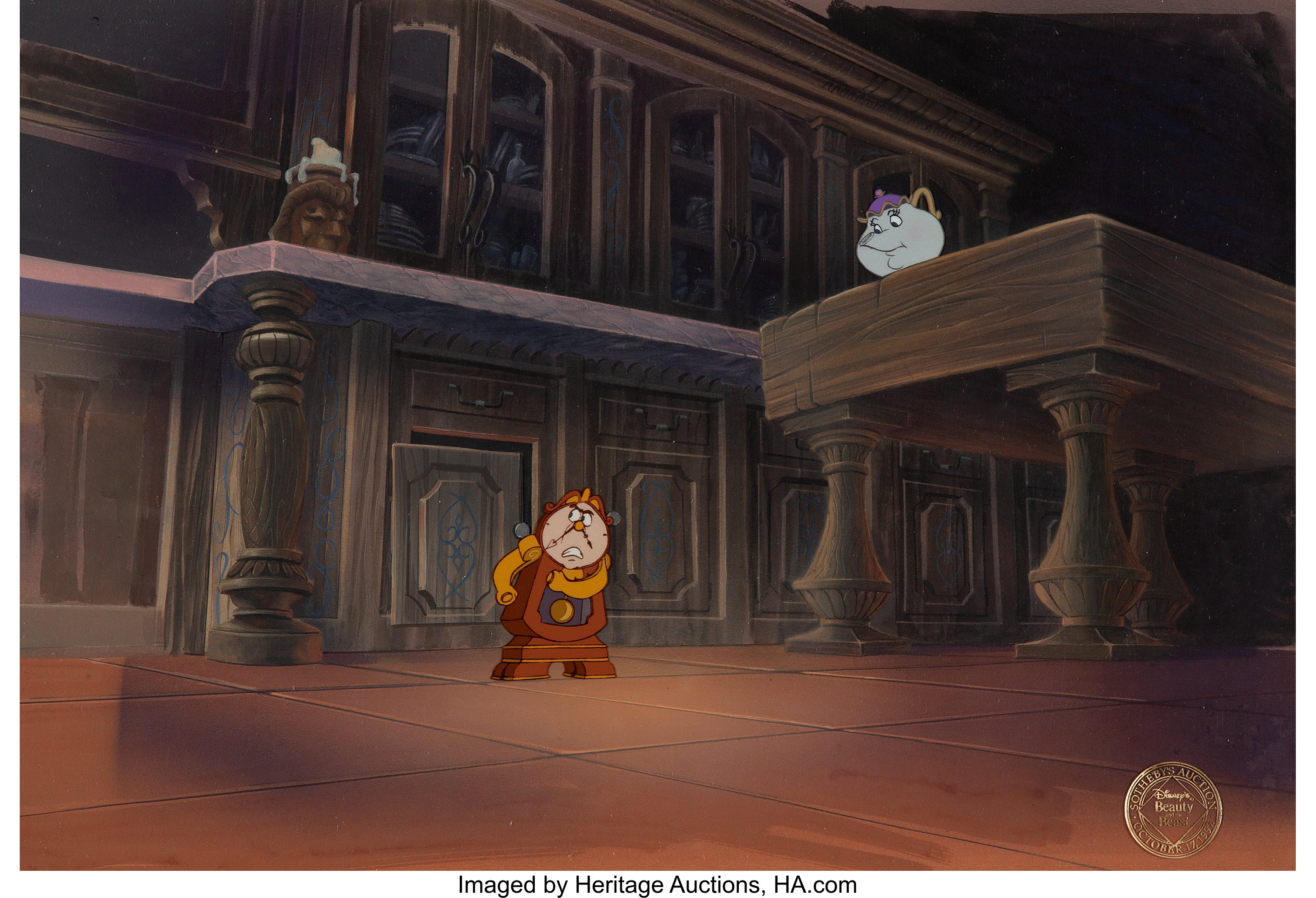 Beauty And The Beast Cogsworth And Mrs Potts Presentation Cel With Lot Heritage Auctions