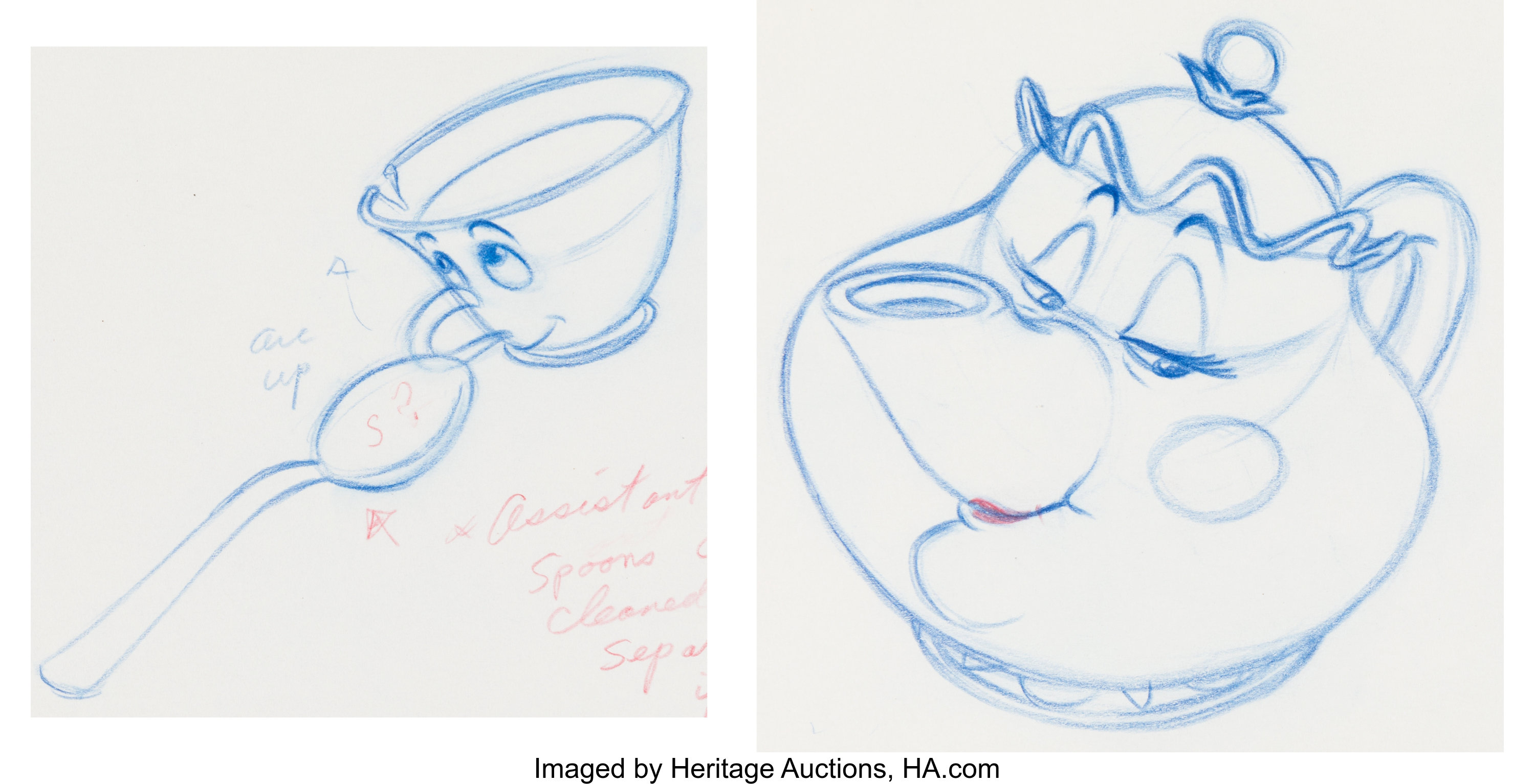 Beauty And The Beast Animation Drawings Group Of Walt Disney Lot Heritage Auctions