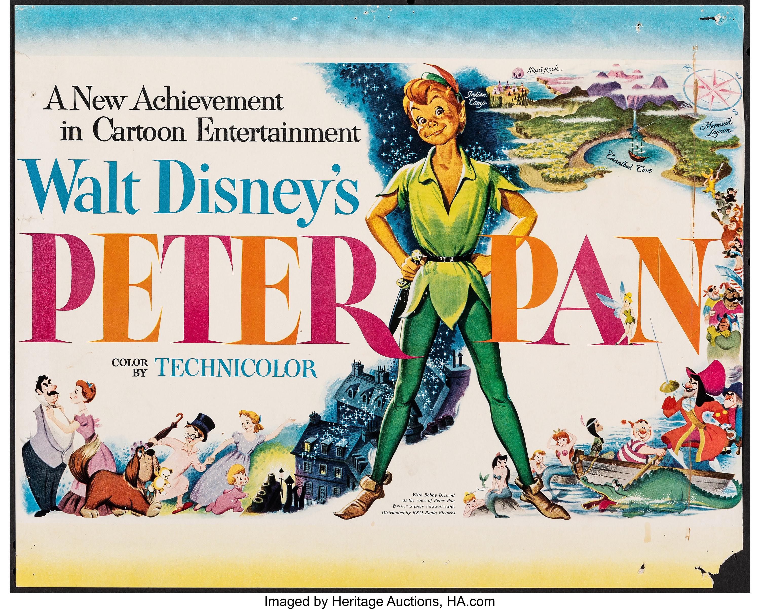 Peter Pan (RKO, 1953). Fine+. Title Lobby Card (11