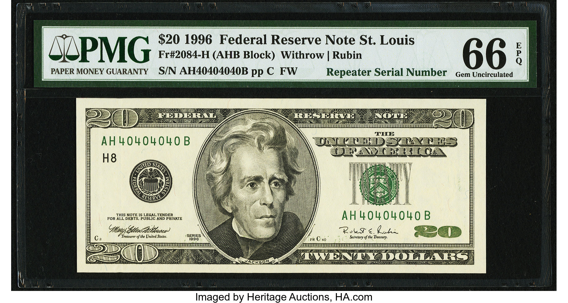 $20 Dollar Bill Federal Reserve Note Perfect Date 04161946 - April 16, 1946