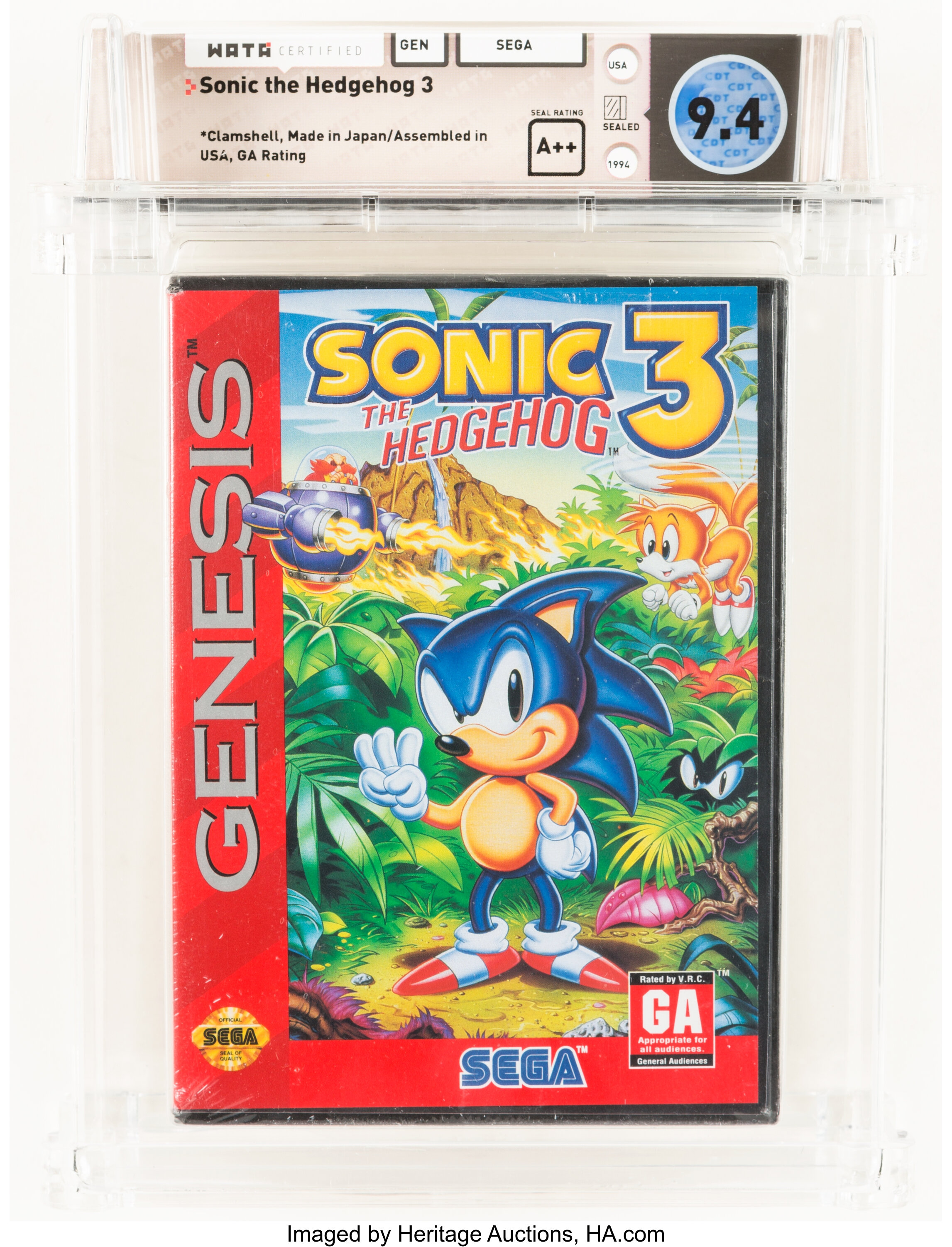 Sonic the Hedgehog (Gen, Sega, 1991) Wata 7.5 CIB (Complete in Box), Lot  #13263