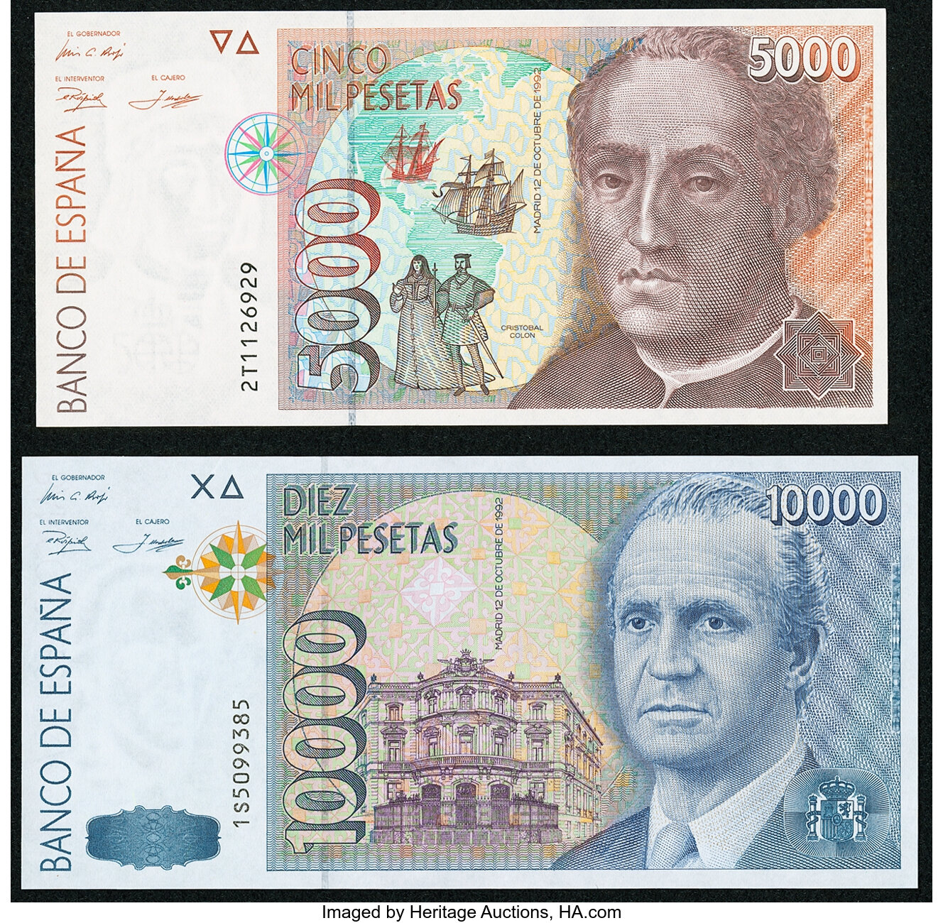 Spain Banco de Espana 5,000; 10,000 Pesetas 12.10.1992 (1996) Pick