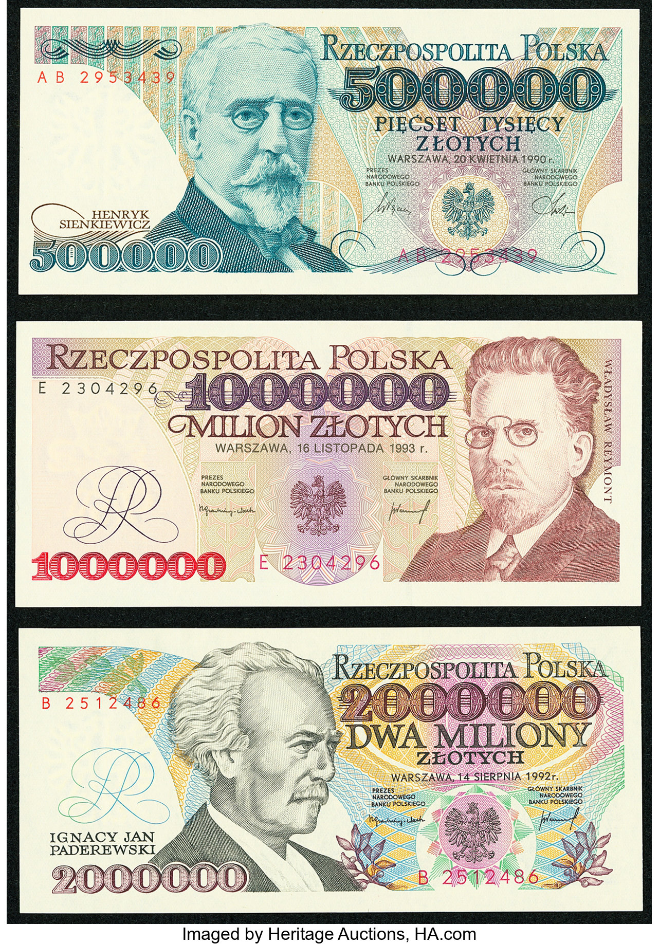 Poland Narodowy Bank Polski 500,000 Zlotych 1990 Pick 156a; | Lot