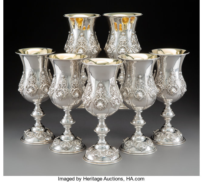 Pair of silver gilt mounted miniature goblets, Germany 18th century -  Ref.103319