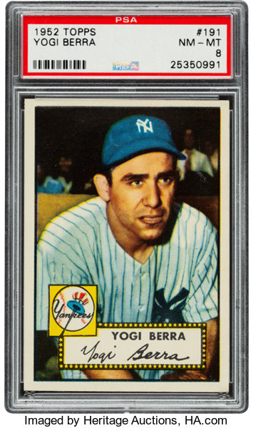 1952 Topps Yogi Berra #191 PSA NM-MT 8. Baseball Cards Singles, Lot  #53273