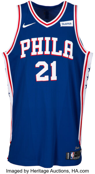 Joel Embiid Philadelphia 76ers Game-Used #21 Navy City Jersey