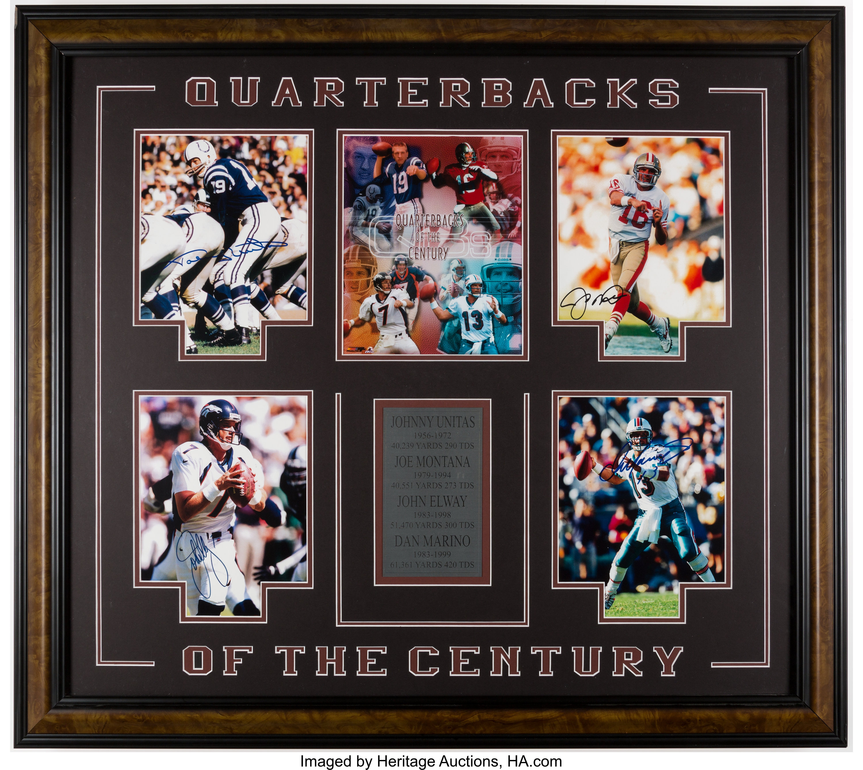 Joe Montana, Johnny Unitas, Dan Marino and John Elway Autographed