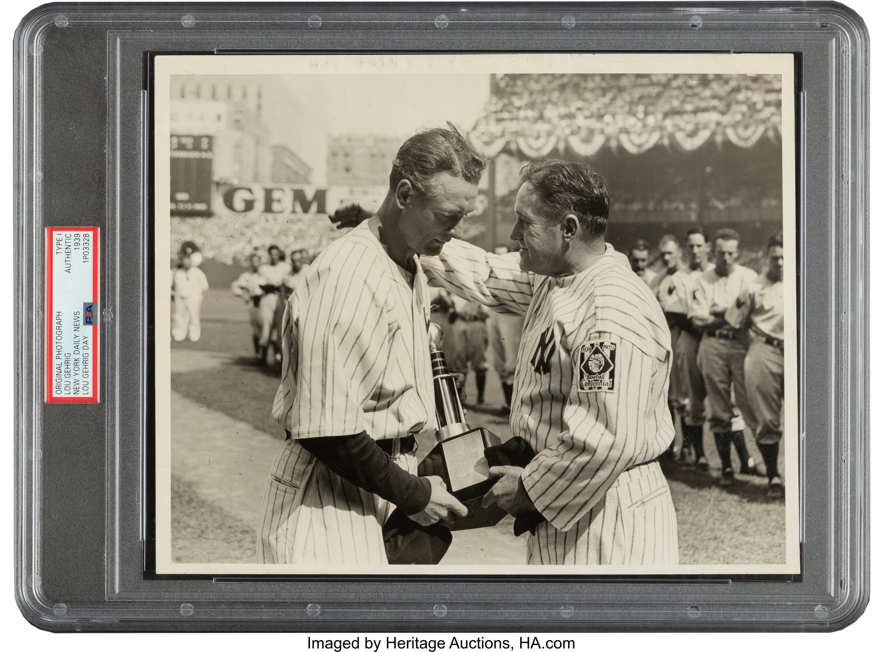 Gehrig with Yankees manager Joe McCarthy, World Series 1939. This