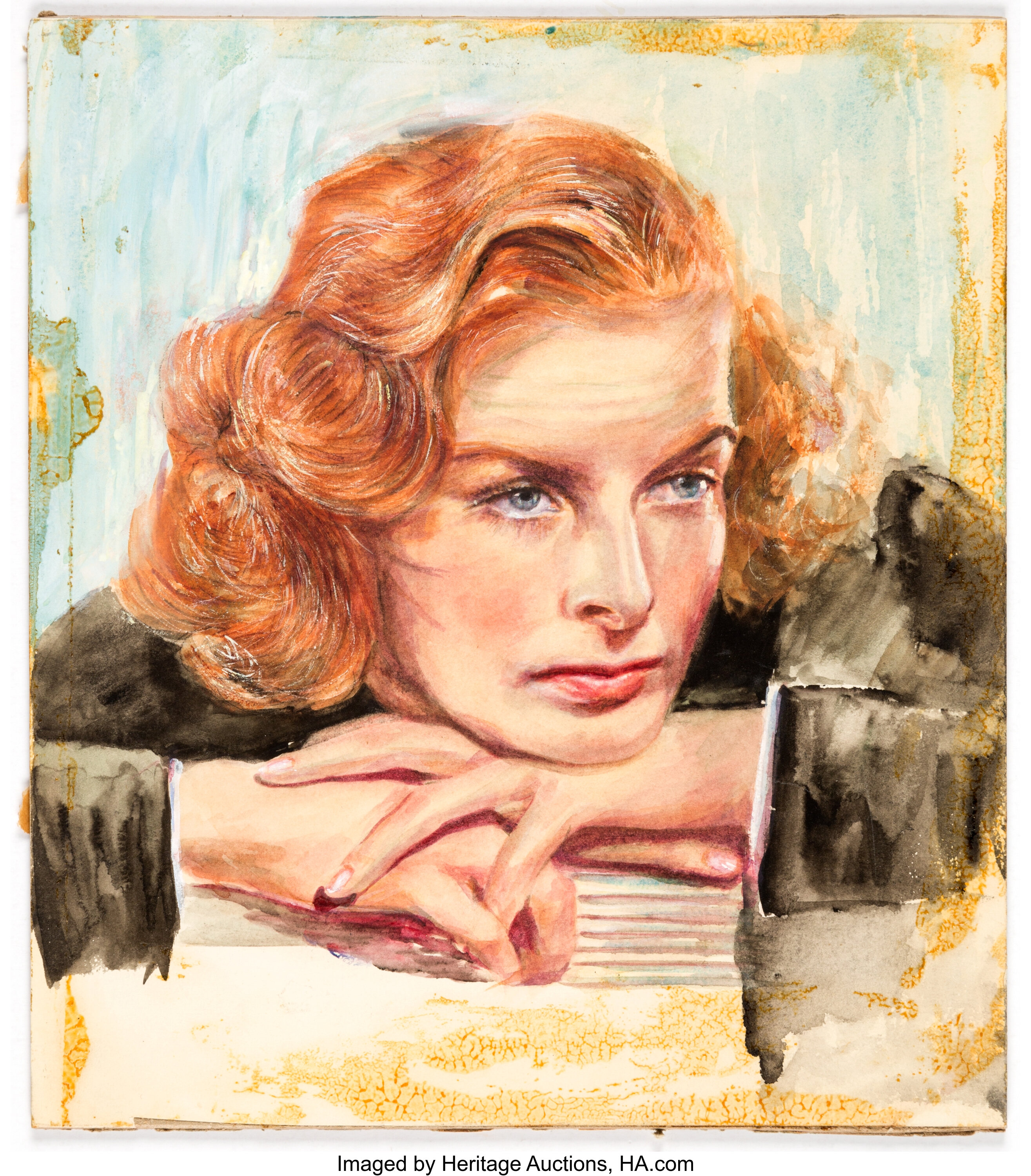 Portrait of Katherine Hepburn Watercolor Painting Original Art (c ...