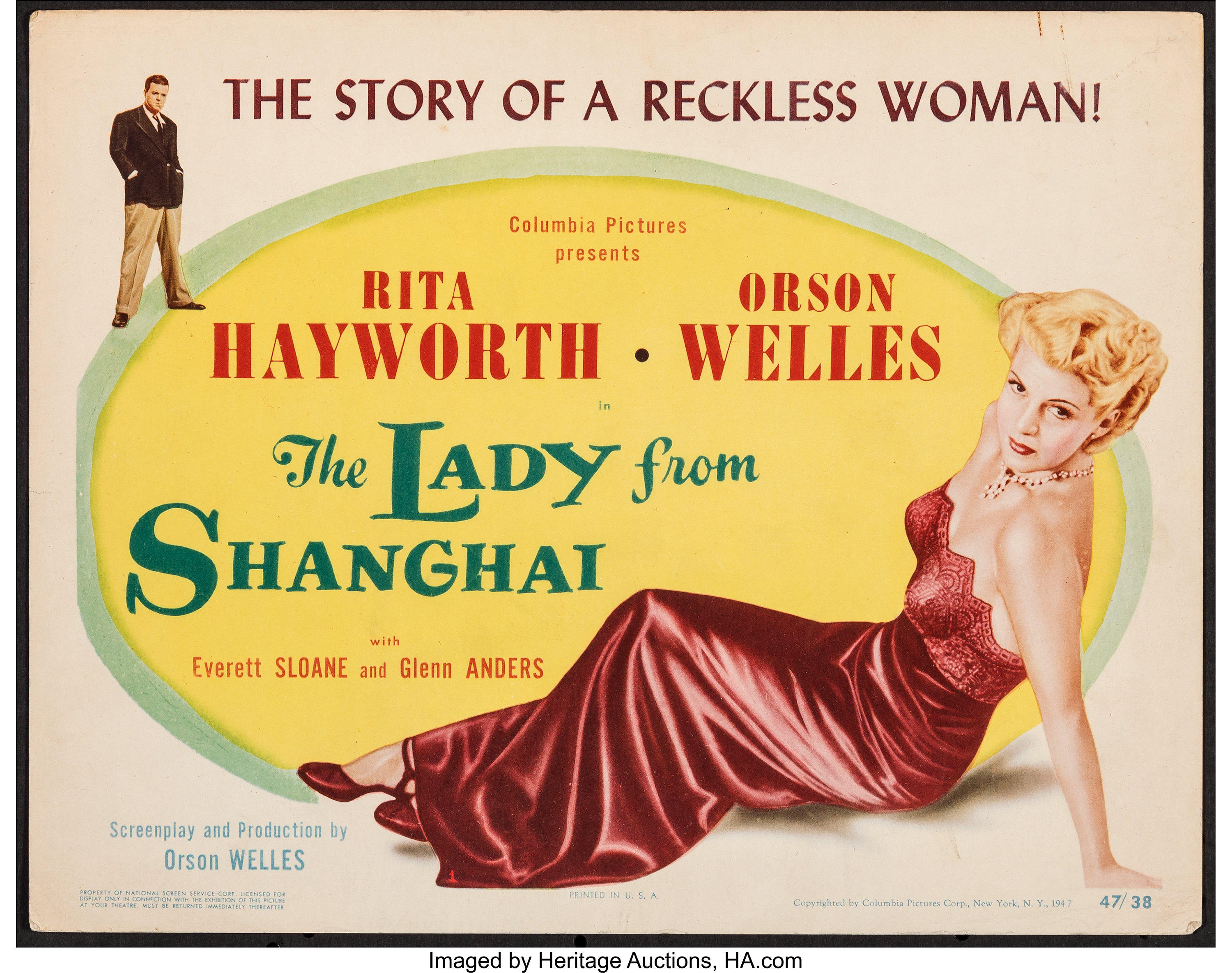 The Lady from Shanghai (Columbia, 1947). Fine/Very Fine. Title | Lot ...