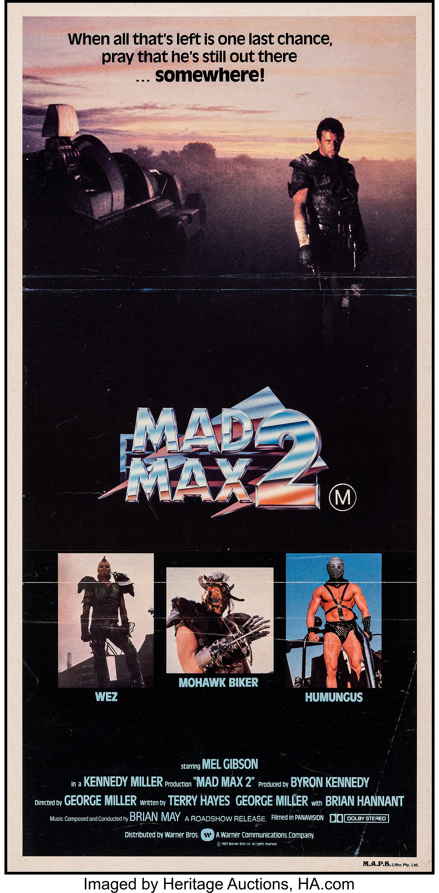 Mad Max 2: The Road Warrior (Warner Bros., 1981). Fine/Very Fine