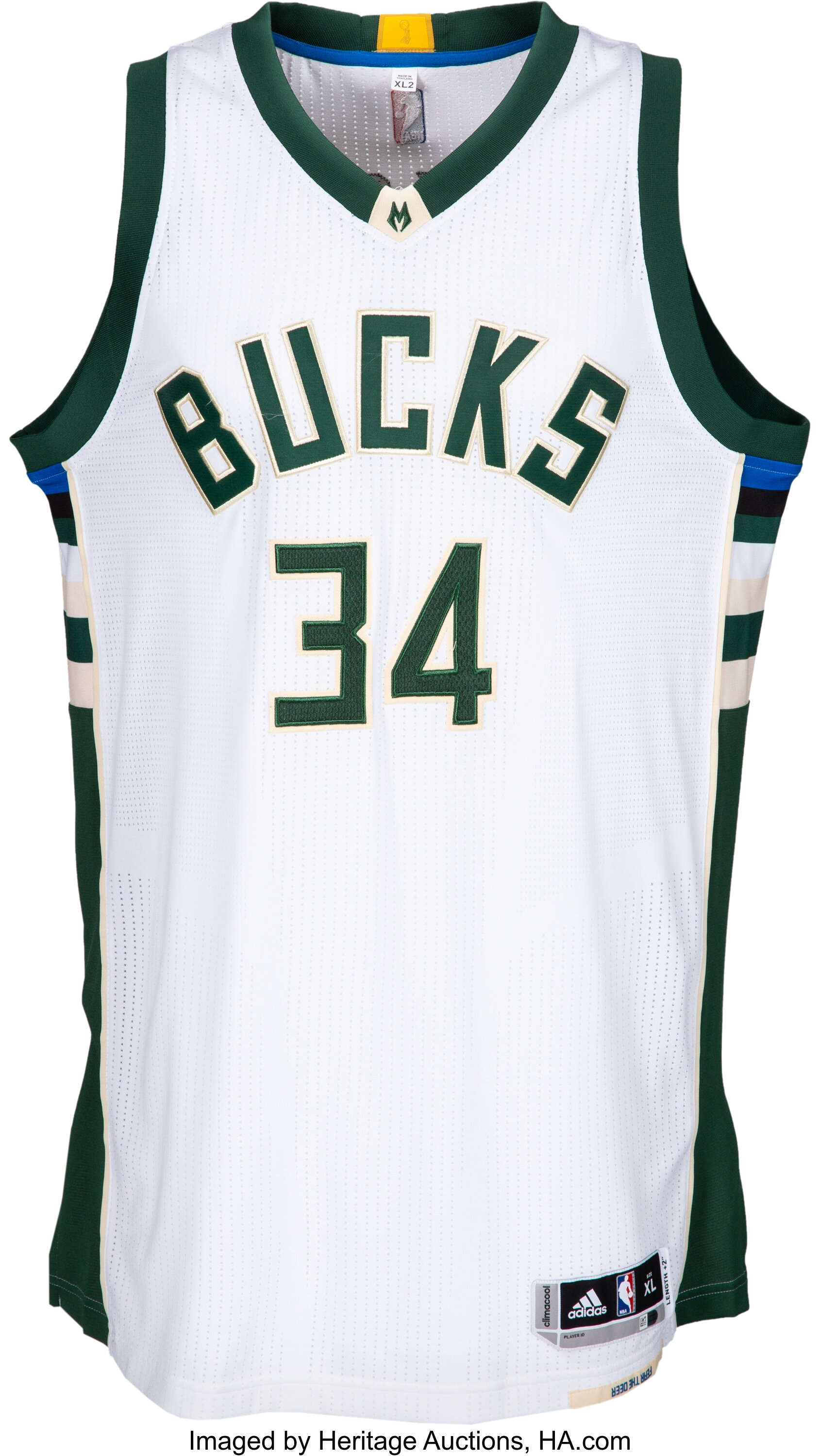 Lot Detail - 2016-17 Giannis Antetokounmpo Game Used & Signed Milwaukee  Bucks Home Jersey Photo Matched To 3/18/2017 (JSA & Resolution  Photomatching)