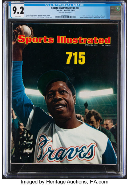 1974 Hank Aaron Sports Illustrated Magazine CGC 9.2 - Pop Two with, Lot  #42230