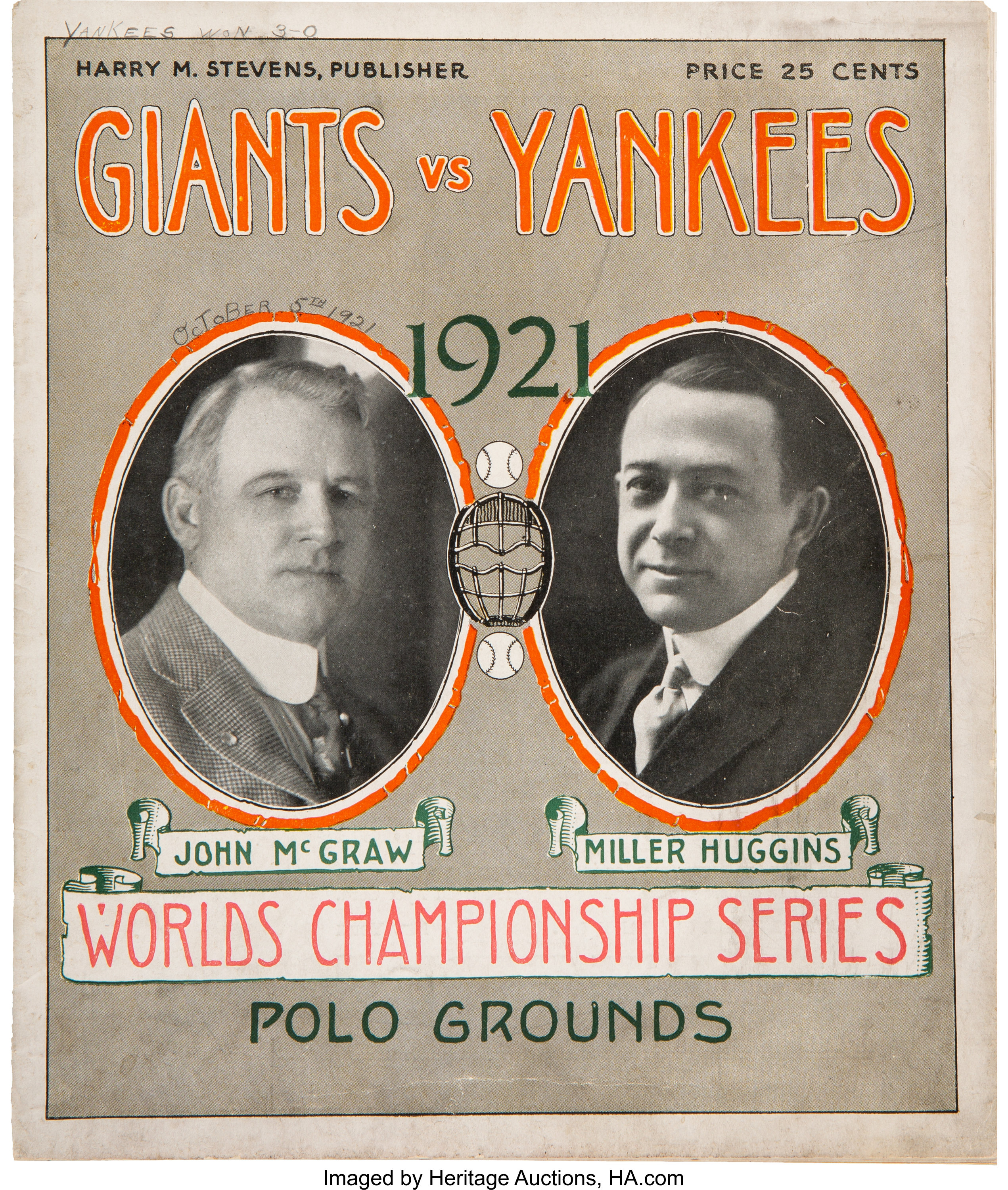 1921 New York Giants vs. New York Yankees World Series Program