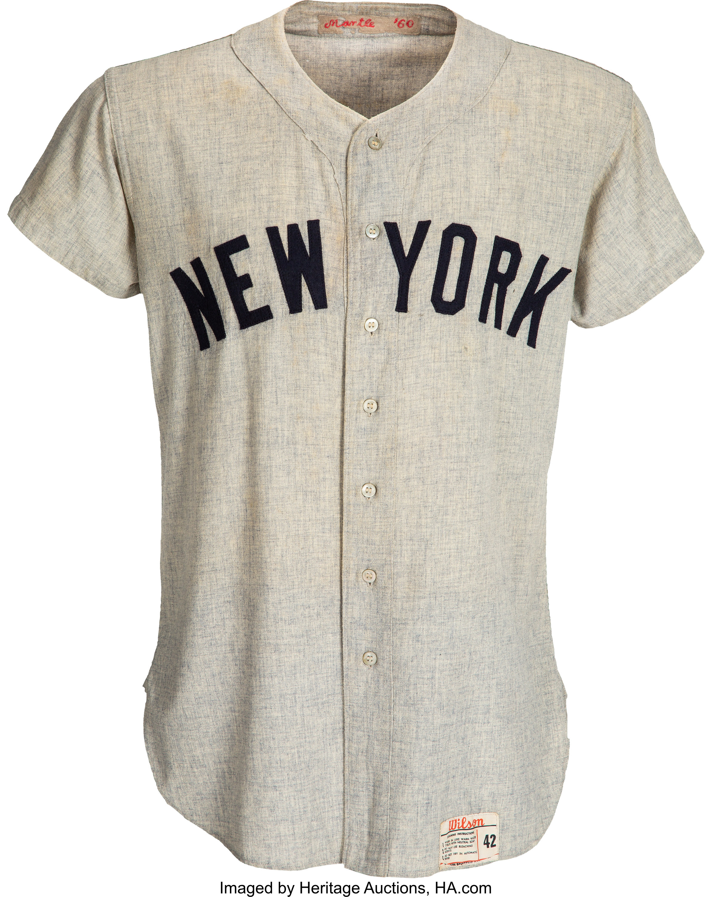 1966 Mickey Mantle Game Worn New York Yankees Jersey, MEARS